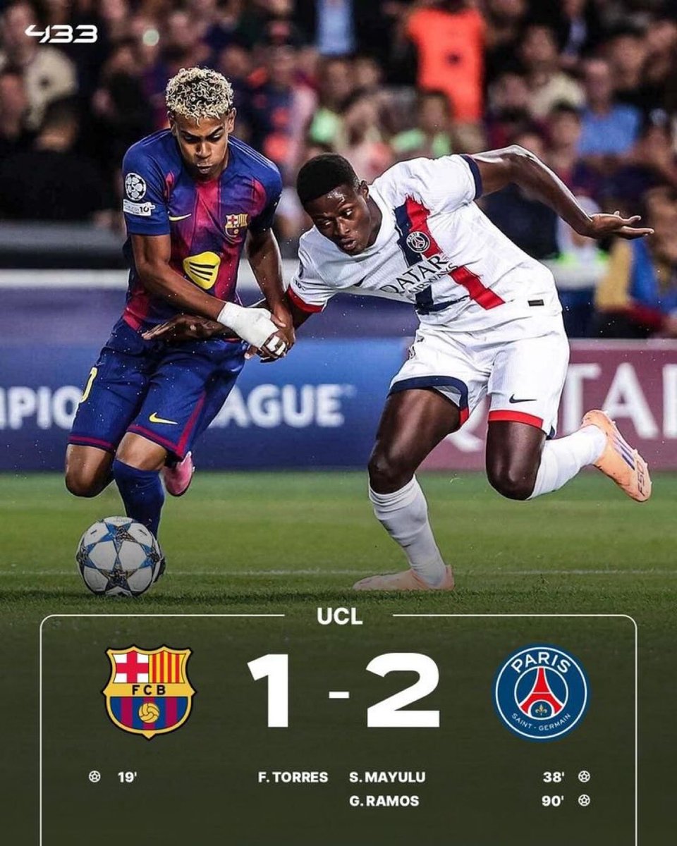 ferrdoue's tweet photo. The way the nights have changed, a year ago Barca’s only goal in this match was by Ferran Torres. This year he’s with PSG and playing against Barca 🫠🫠🫠 https://t.co/orq4sidPKS