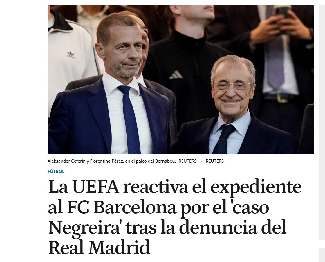 RafaRNMJ's tweet photo. La UEFA reactiva el expediente al FC Barcelona por el 'caso Negreira' tras la denuncia del Real Madrid https://t.co/CRukD9xqoq https://t.co/ckPlgpTb0q