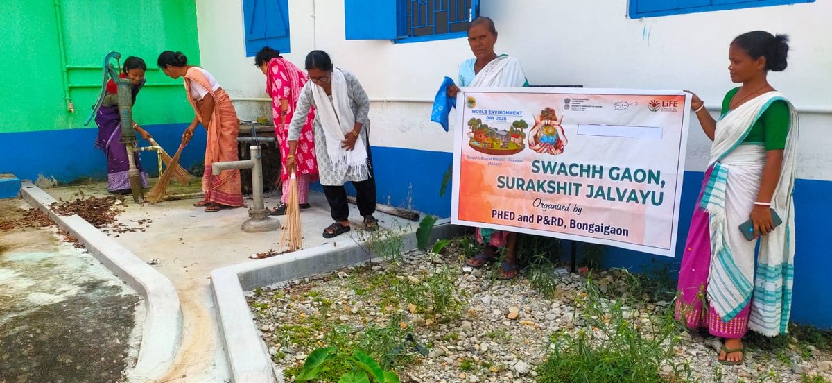 cprdassam's tweet photo. #SwachhataHiSeva 2026 reinforces a simple yet powerful message: a clean India begins with each one of us.

As we mark #SwachhBharatDiwas2026, let us deepen Jan Bhagidari and collectively work towards realising a #SwachhBharat.

Glimpses from Popragaon GP, Bongaigaon. https://t.co/eg9QqPY289