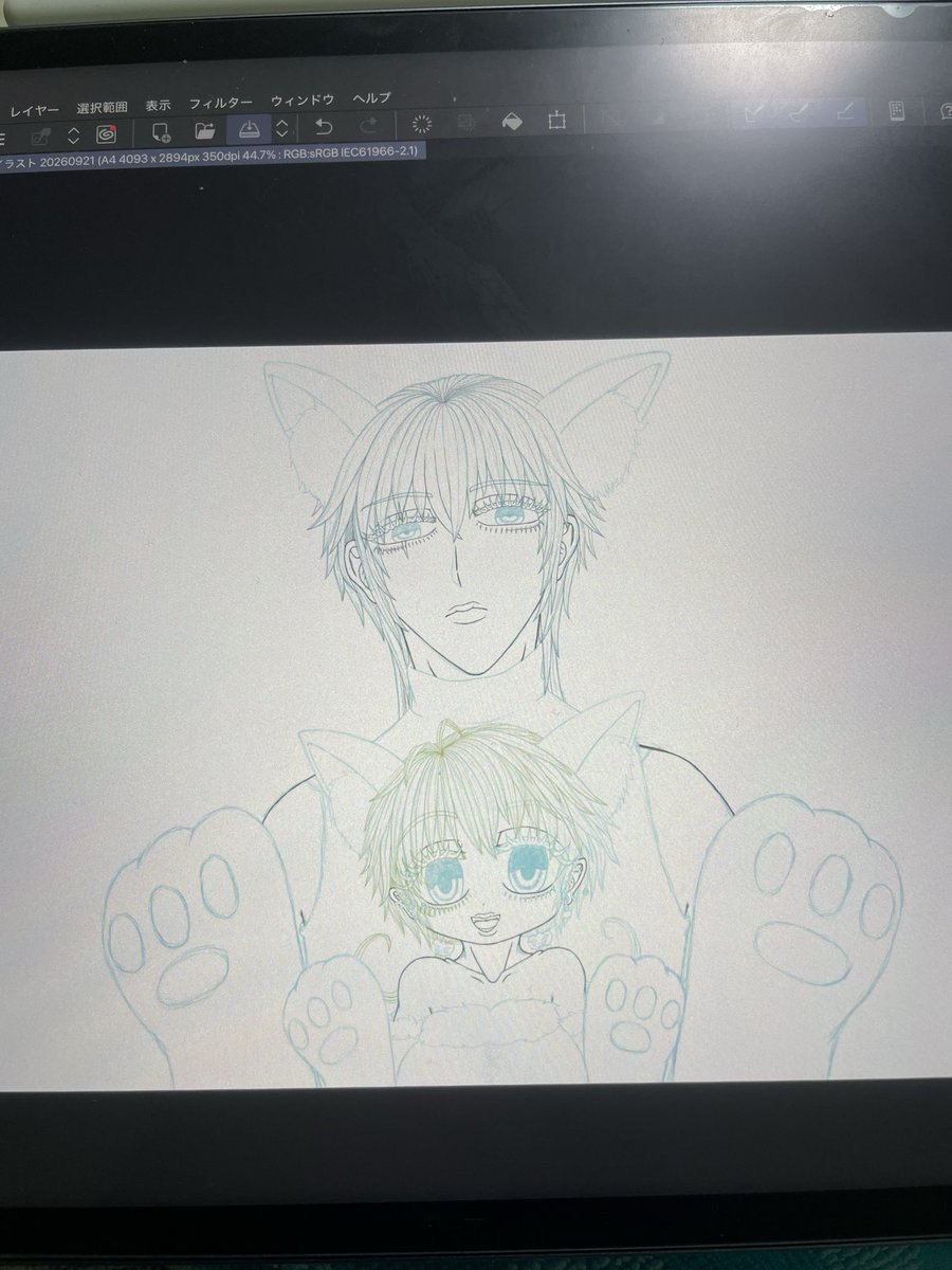 BentenHitomi39's tweet photo. 昨日はフォロワーさんとイラスト作業でした。面白かった!イラストの線画も少しずつ進んでます!!
#オリキャラ #イラスト #wip https://t.co/Gf7djwoihI
