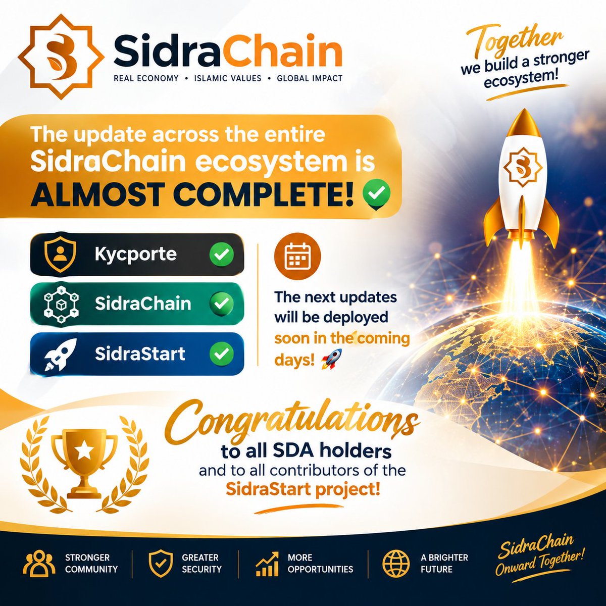 ValmOfficiels's tweet photo. 🚀 A NEW MILESTONE FOR THE SIDRACHAIN ECOSYSTEM!
The overall update across the SidraChain ecosystem is almost complete! ✅
🔐 Kycporte — ✅
⛓️ SidraChain — ✅
🚀 SidraStart — ✅
🎉 Congratulations to all SDA holders and every SidraStart contributors
SidraChain — Onward Together🚀 https://t.co/G1UT8iu1so