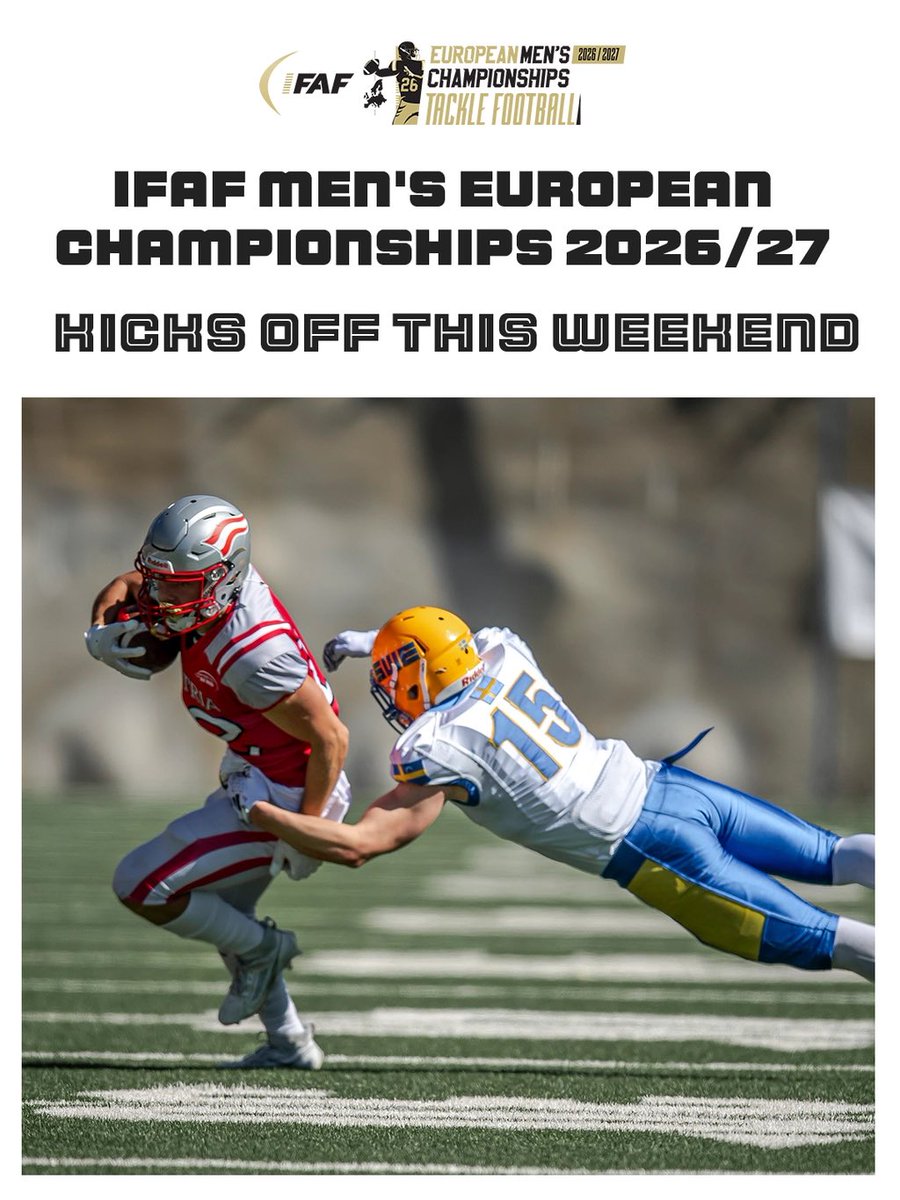 IFAFMedia's tweet photo. Are you ready for four weekends of European tackle football? 🏈 

#TackleFootball #IFAF #EuropeanChampionships 

Credits: Jonas Domfors, AFBOE https://t.co/bZViI0WKAB