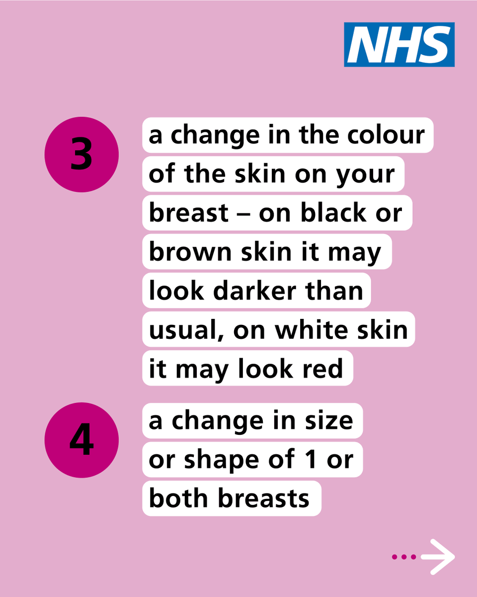 NHSuk's tweet photo. If you do one thing this #BreastCancerAwareness month, make it learning about what you should look out for when checking your breasts regularly.

Get used to checking regularly and be aware of anything that’s new or different for you.

➡️ https://t.co/678RsoLh9l https://t.co/JXolfqXvVu