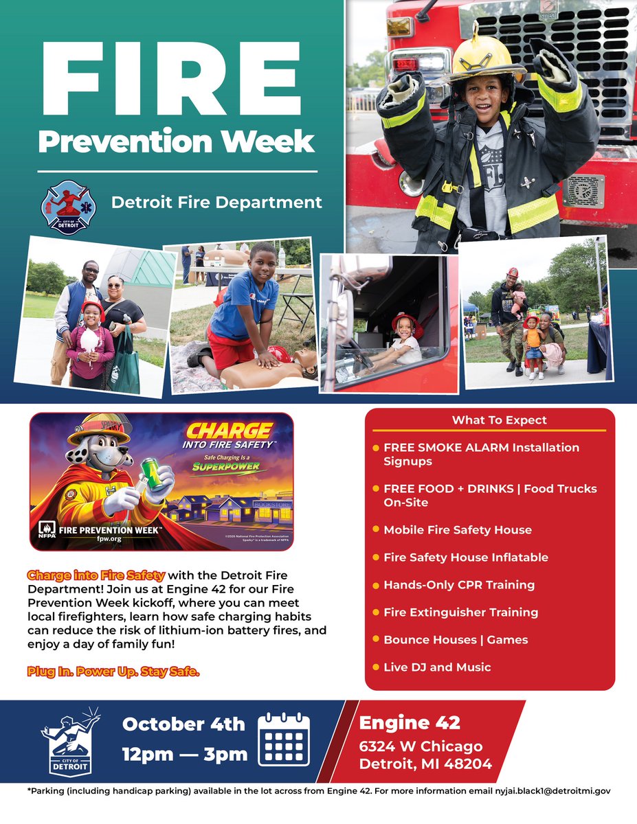 StateRepSteph's tweet photo. 🔥 Kick off Fire Prevention Week with the Detroit Fire Department! Join us as we raise awareness about fire safety, prevention tips, and the simple steps we can all take to protect our homes, families, and neighborhoods. Let’s work together to keep our community safe! 🚒 https://t.co/FQsa2n3mIG