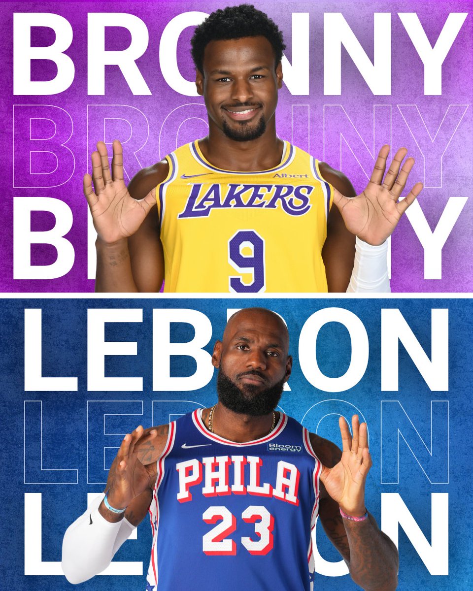 NBABrasil's tweet photo. Tal pai, tal filho!😤 Mais um #MediaDay para a dupla James! 🔥 https://t.co/VhUBJl9TlM