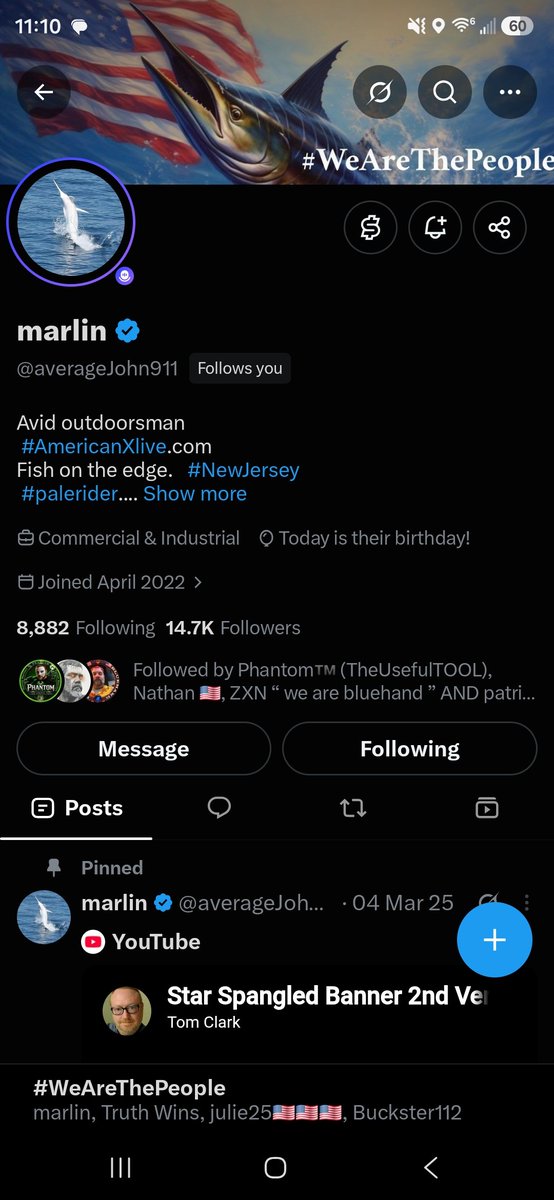 Buckster1197193's tweet photo. Happy birthday Marlin @averageJohn911.  Have an outstanding day!👊👊👊👊👊🇺🇸🇺🇸🇺🇸🇺🇸🇺🇸🇺🇸🇺🇸 https://t.co/VU47keWA8r