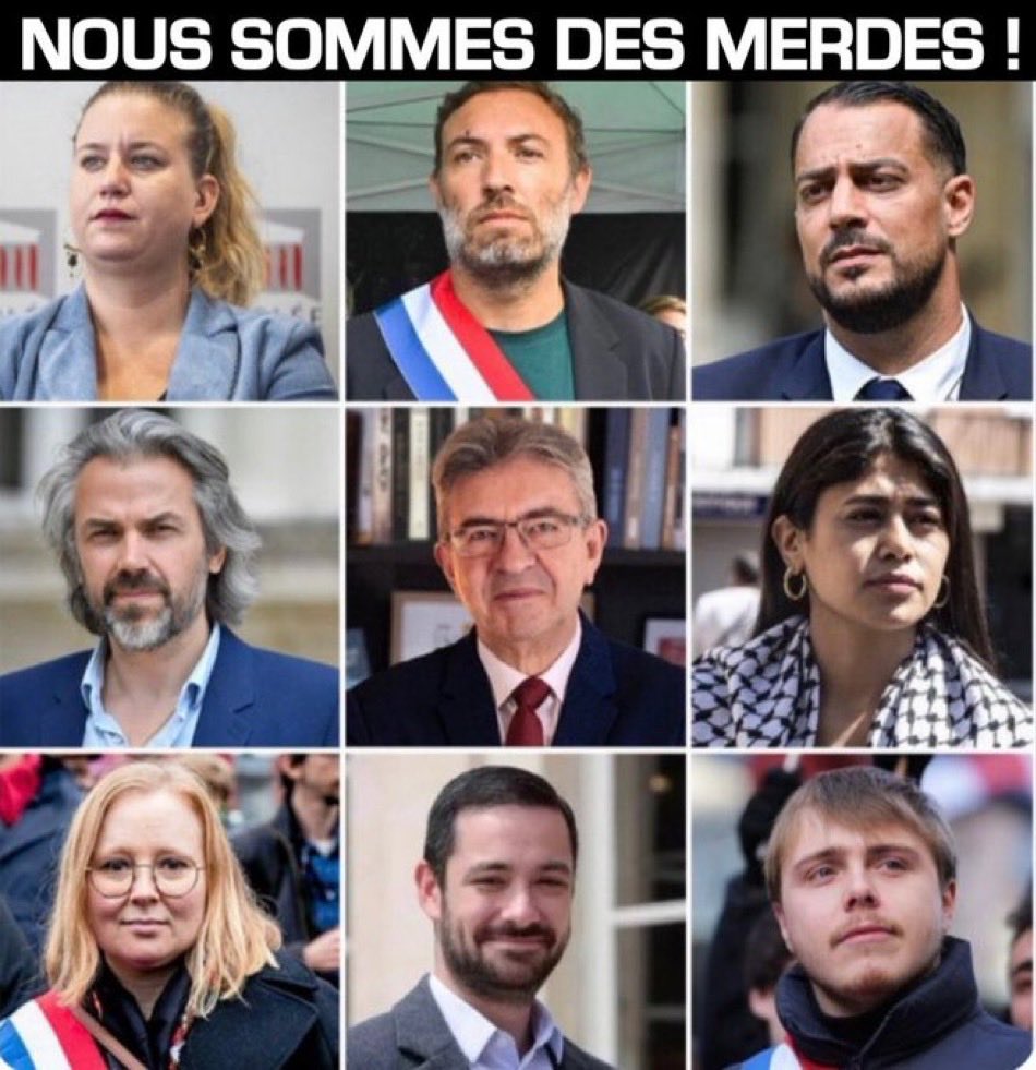 ManouelFrosx's tweet photo. @MathildePanot Une bien belle photo de racailles racistes, antisémites déguisé en costard !! https://t.co/CNkiN3zJk4