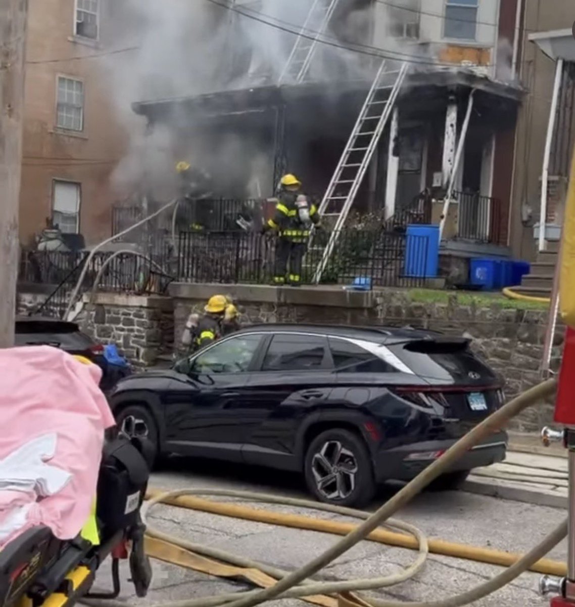 Local22Philly's tweet photo. Yesterday, IAFF Local 22 members responded to a devastating fire on the 4400 block of Fleming Street in Manayunk with people and pets trapped inside.

Our members immediately went to work, aggressively attacking the fire and rescuing four people and three dogs from the home. Sadly, despite their efforts, one victim and one of the dogs later passed away.

Our thoughts and prayers are with the family, their loved ones, and everyone affected by this tragedy. We are incredibly proud of our firefighters, paramedics, and EMTs who answer the call every day, especially on the most difficult days.