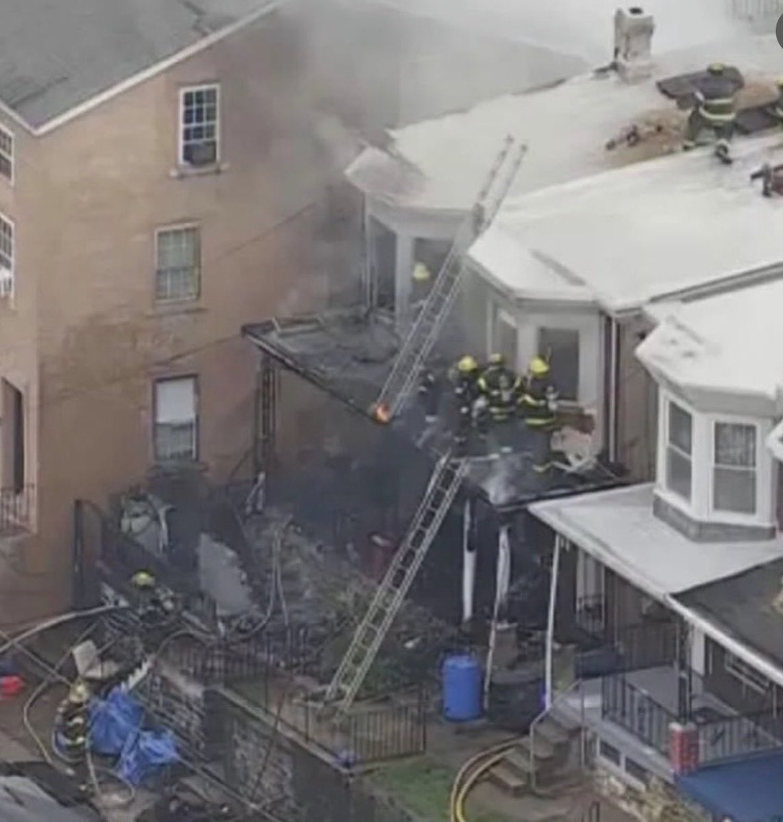 Local22Philly's tweet photo. Yesterday, IAFF Local 22 members responded to a devastating fire on the 4400 block of Fleming Street in Manayunk with people and pets trapped inside.

Our members immediately went to work, aggressively attacking the fire and rescuing four people and three dogs from the home. Sadly, despite their efforts, one victim and one of the dogs later passed away.

Our thoughts and prayers are with the family, their loved ones, and everyone affected by this tragedy. We are incredibly proud of our firefighters, paramedics, and EMTs who answer the call every day, especially on the most difficult days.