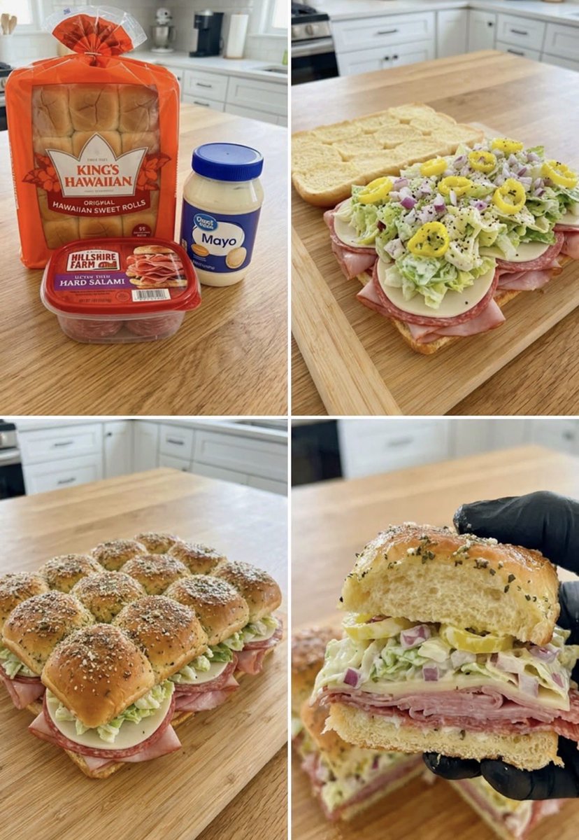 FoodPleaser's tweet photo. Italian Grinder Hawaiian Roll Sliders with a tangy grinder slaw and garlic-herb butter

Full Recipe Below: https://t.co/1FXJUcBKMS