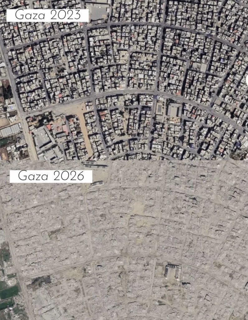 SuppressedMan's tweet photo. Gaza before and after bombardment by the genocidal Israeli regime. https://t.co/WXaSooHmIV