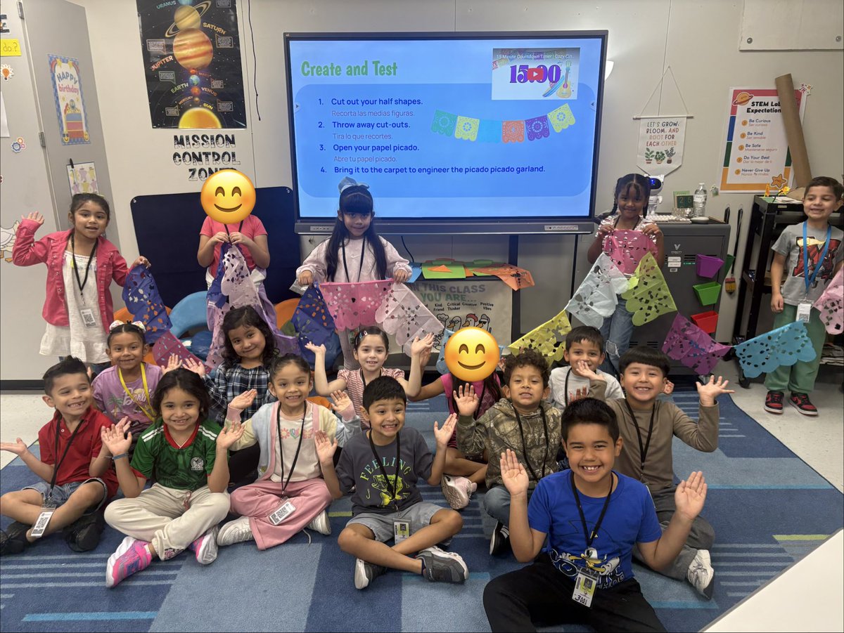 pa6miranda's tweet photo. This week, our students put their engineering skills to the test by creating papel picado garlands! They also helped decorate for our Hispanic Heritage program today. So proud of their hard work and creativity!🌟 @ErmelES_AISD @MsLBrooks1 @lizjanec 
#STEM #HispanicHeritageMonth https://t.co/ZnJjYmpAU9
