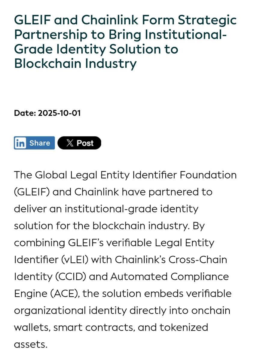 bob4punk's tweet photo. 99% of crypto retail has no clue what GLEIF is.

In hindsight, $LINK becoming one of the most valuable digital commodities on earth is going to look embarrassingly obvious.

https://t.co/BjxksAfCBo https://t.co/um22AFYXkg
