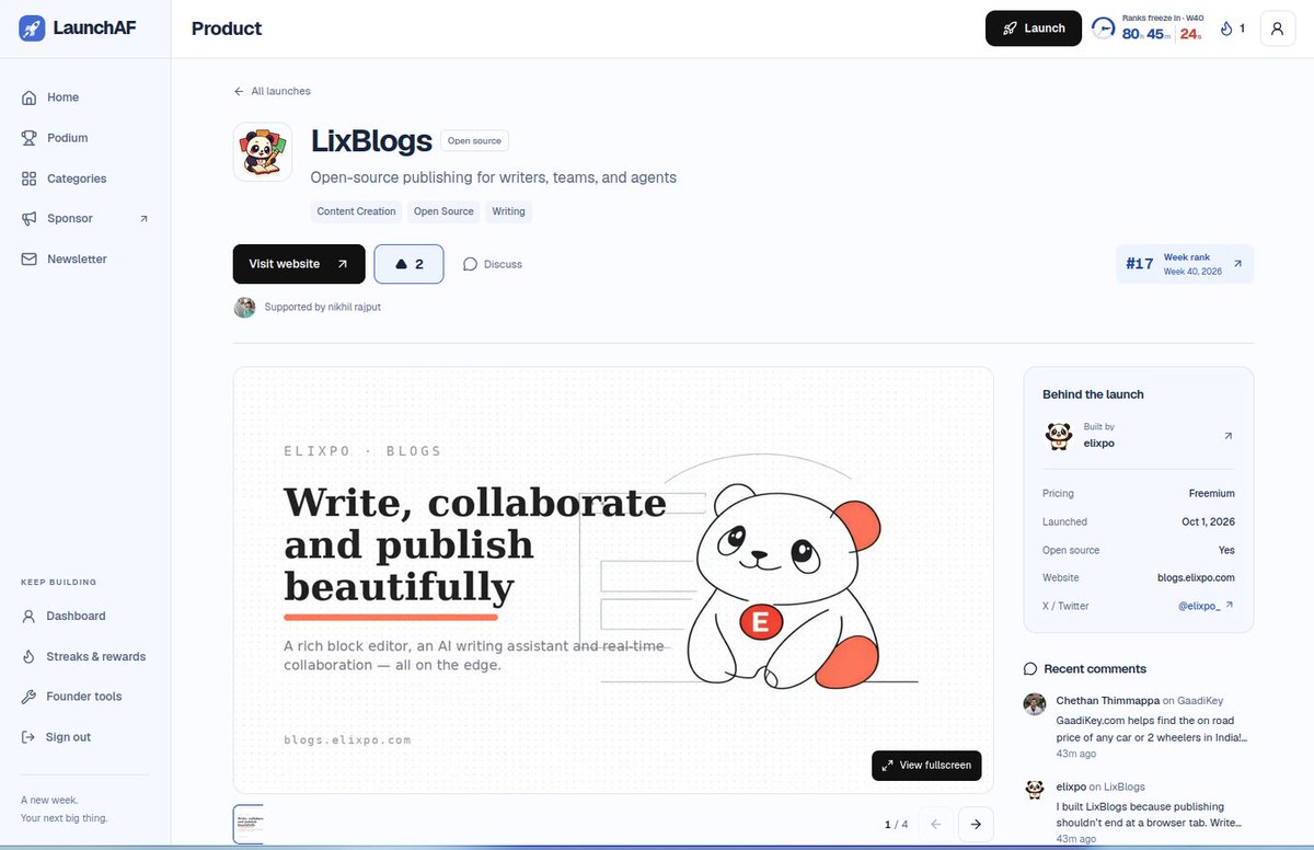 elixpo_'s tweet photo. We just launched our distributed blogging platfrom LixBlogs as a suggestion from @nikhilx22 to @elixpoo ❤️

Let's get some cool traffic flowing to the blogging platform folks 🚩 https://t.co/ptnVoUDjDH