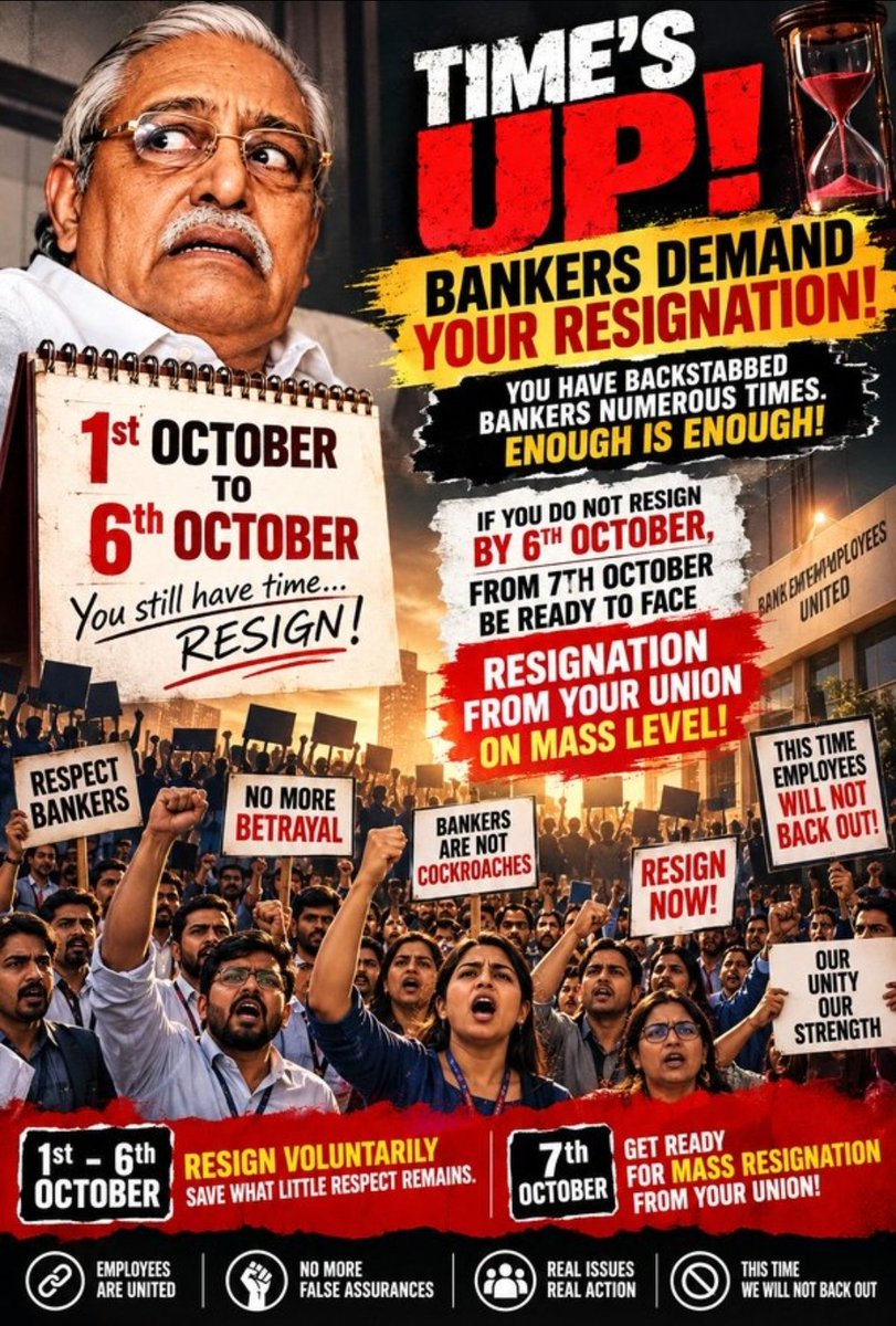 AnantBhatnagar's tweet photo. Enough of ur false promises &amp; propaganda! You have done more harm to bankers than managements or government. 

Your time is up! Resign &amp; enjoy time with ur grandchildren! Either u resign, or we will! 

A true banker. @AIBEAofficial @ChVenkatachalam @AIBOAOFFICIAL 

#ResignCHV https://t.co/a7PJ4R1ER6