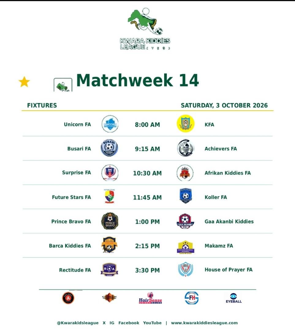 kwarakidsleague's tweet photo. ๐KKL is Back !
This Saturday
#Kwarakiddies | #Kiddiesleague I #DreamInTheRightWay https://t.co/DkSKTUjUj3