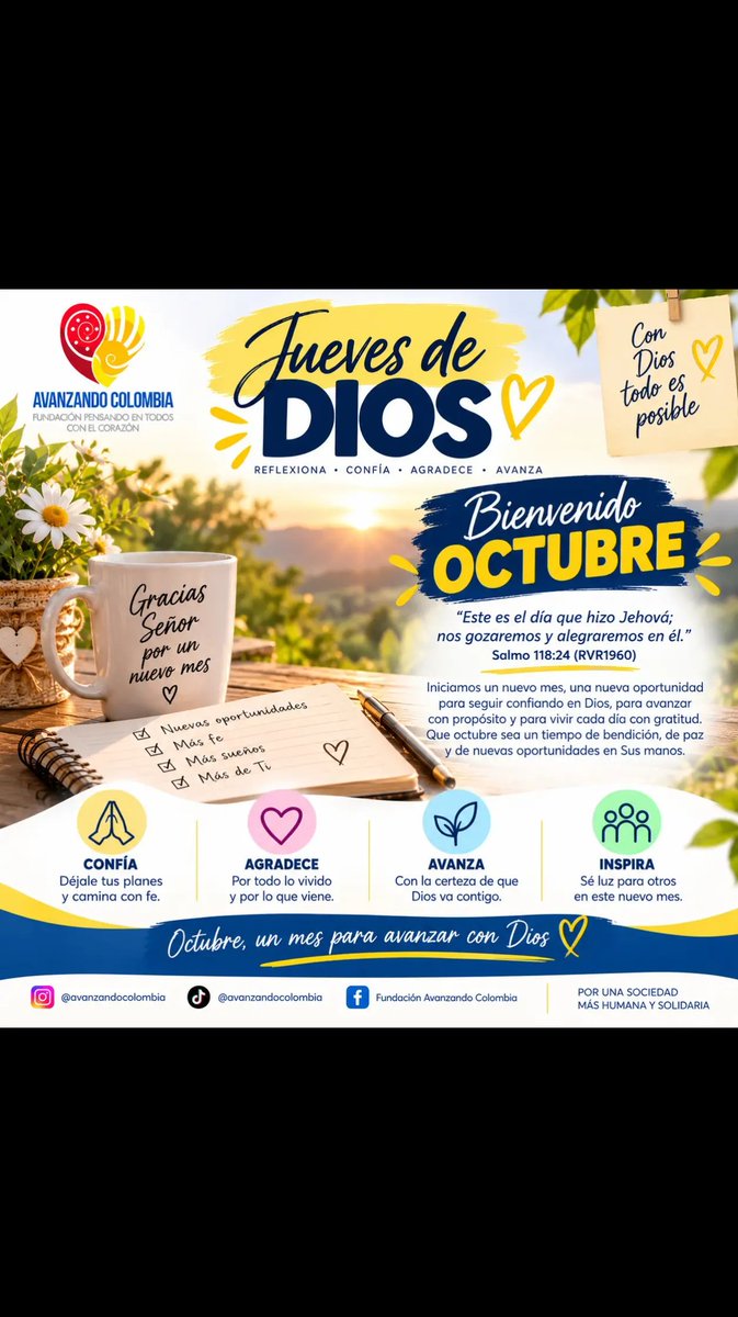 AVANZANDOCOL's tweet photo. 💙💛 JUEVES DE DIOS | Bienvenido, octubre https://t.co/36cIV7WAEq