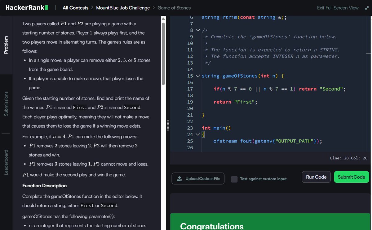 Muskanm_1227's tweet photo. Day 146/150 #150DaysOfCode | Daily DSA Practice Part 1 β‘
1. Game of Stones: O(1) TC | O(1) SC
2. Marc's Cakewalk: O(N log N) TC | O(1) SC
3. Cats and a Mouse: O(1) TC | O(1) SC
#DSA #HackerRank #Cpp #Coding https://t.co/ckLbch02sh