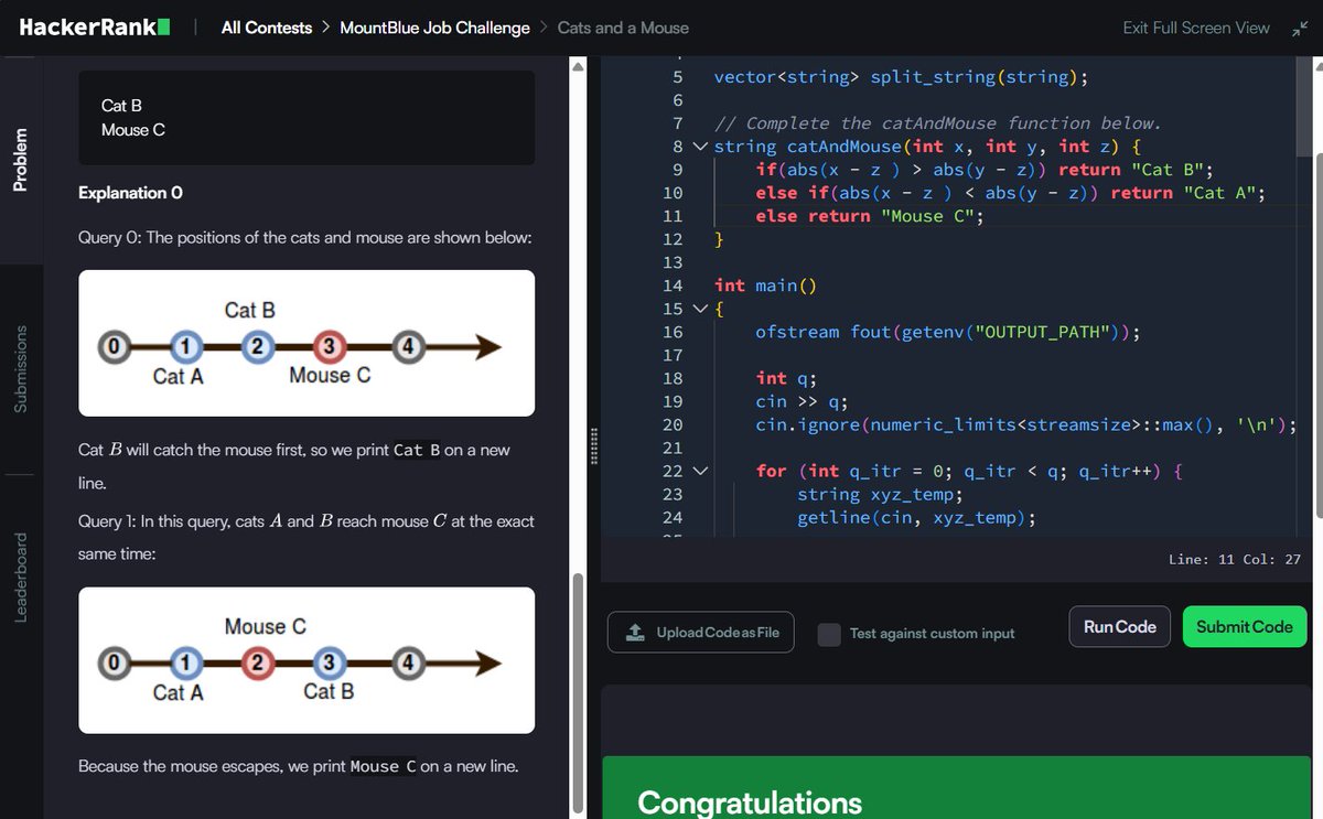 Muskanm_1227's tweet photo. Day 146/150 #150DaysOfCode | Daily DSA Practice Part 1 β‘
1. Game of Stones: O(1) TC | O(1) SC
2. Marc's Cakewalk: O(N log N) TC | O(1) SC
3. Cats and a Mouse: O(1) TC | O(1) SC
#DSA #HackerRank #Cpp #Coding https://t.co/ckLbch02sh