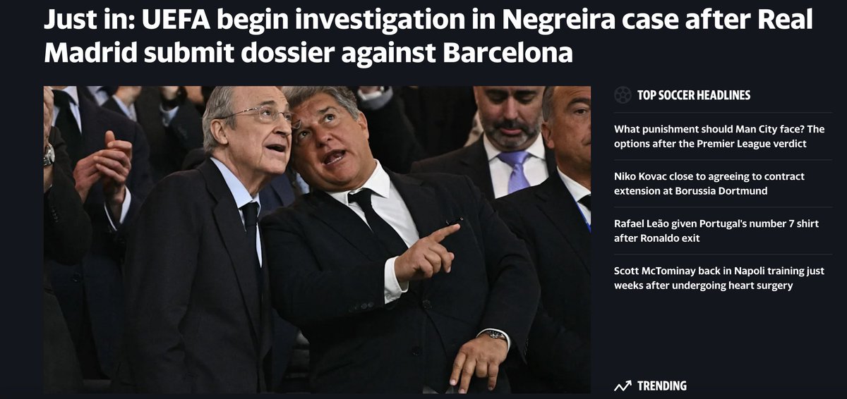 RealDealPodz's tweet photo. Well, well, well, how the tables have turned.

Pep's team charged in one of the biggest controversies in sports history, then soon after UEFA release an official statement investigating the Negreira case.

What goes around comes around! Let the dominoes fall! https://t.co/u3qxC9QGLZ
