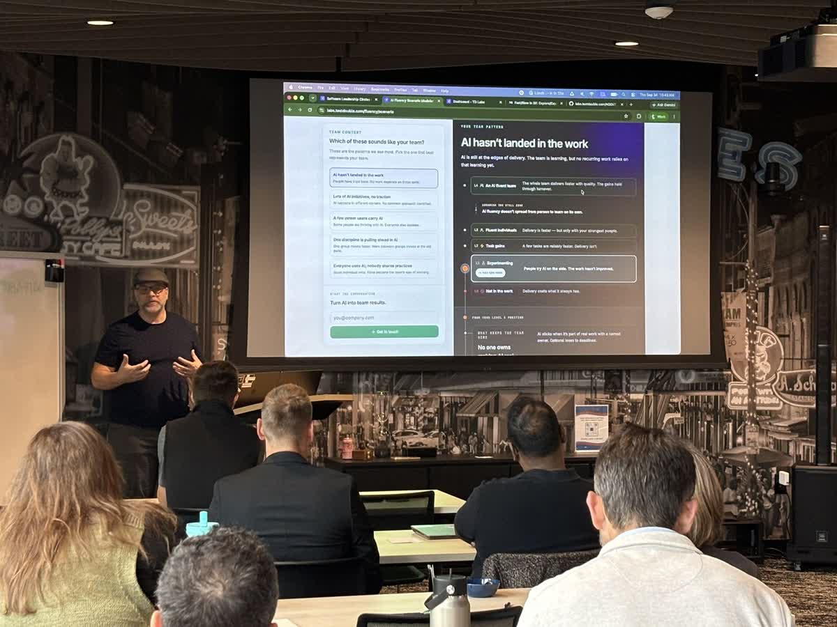 testdouble's tweet photo. Our first-ever Circles Live is in the books! Thanks to everyone who joined us, brought their challenges to the group, and helped make the event a success. Applications for our virtual Software Leadership Circles open at the end of October. More information coming soon! https://t.co/3a0xcD0cSN