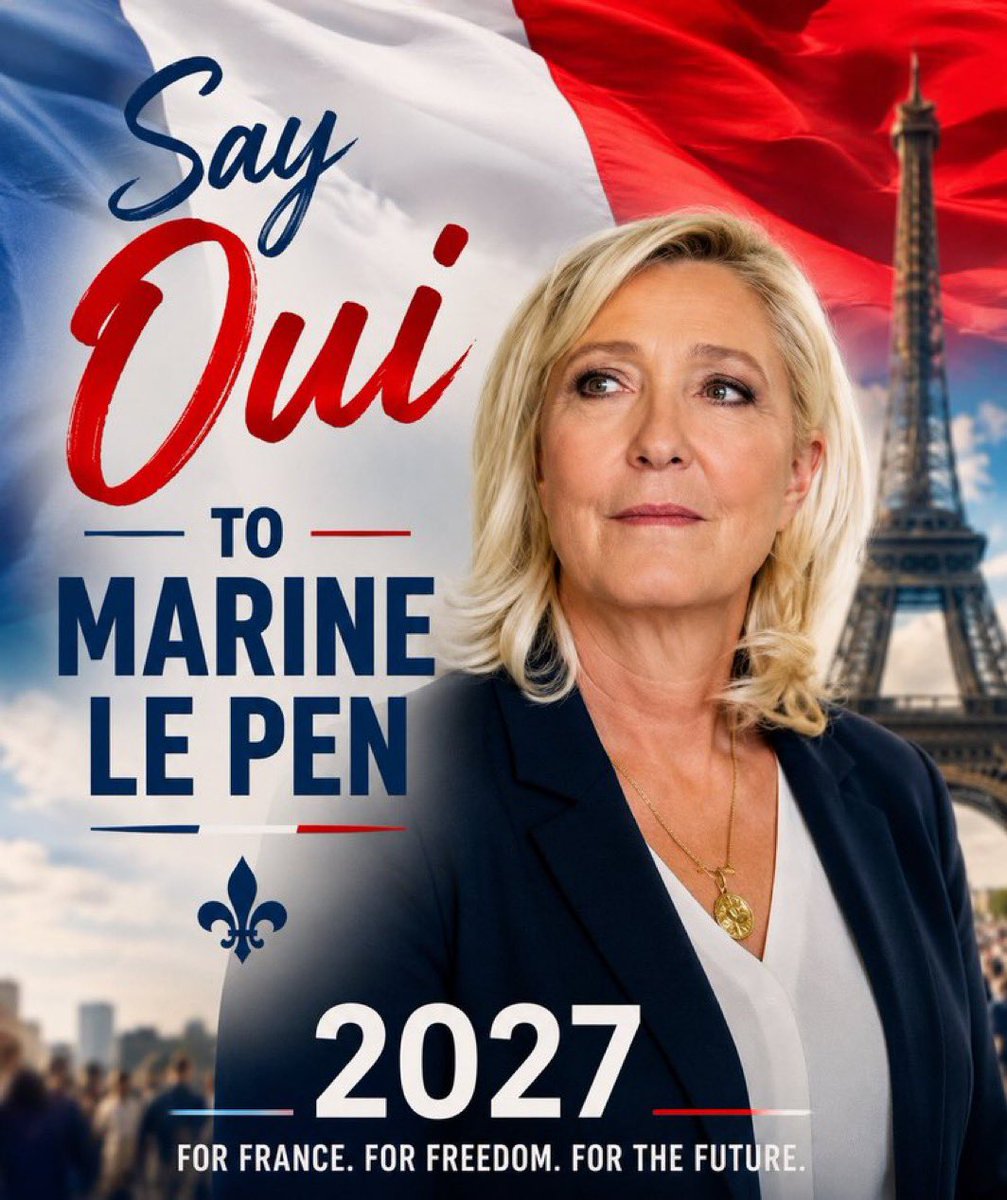 LeePheonix360's tweet photo. Do you think France would be better with Marine Le Pen as President in 2027 

@MLP_officiel @TRobinsonNewEra 

Yes or No? https://t.co/XkgYhYdJYu