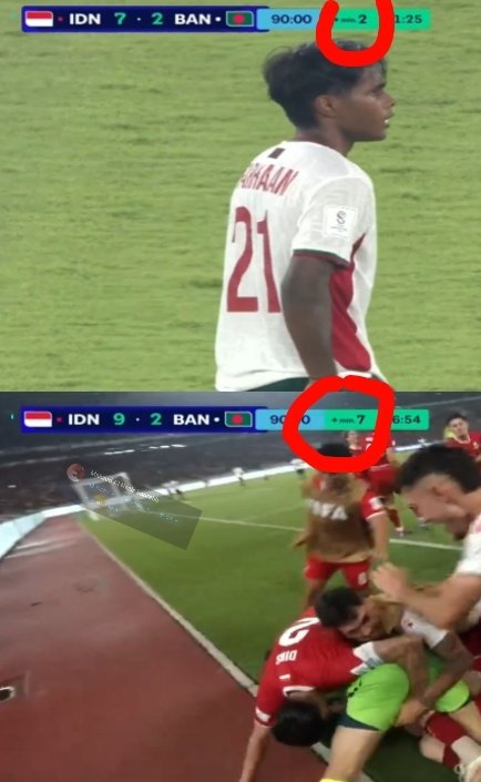 mayoosnazir's tweet photo. @TimnasTimesEN What a scam against Malaysia! Host Indonesia reached the final with their 7th goal, but Farhan scored for BD at 90+1'. 2 mins of added time was shown, but right after BD scored and Indonesia needed more goals, it suddenly became 7 mins! Why? https://t.co/kJYQxSwlCt