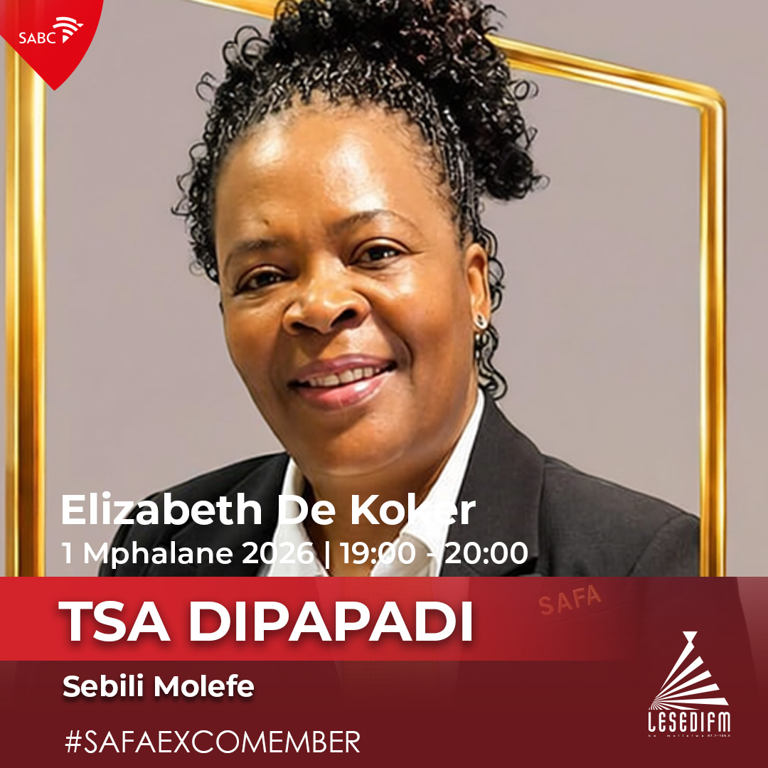 LesediFM's tweet photo. #TsaDipapadi le Sebili Molefe.

🎤Re bua le Me Elizabeth De Koker e leng #SAFAExcoMember.
#2026KeMollelwa

📞: 086 000 3084
📲:  079 758 5066
🌐: https://t.co/4WGalUn8tj https://t.co/AM135uP2iV