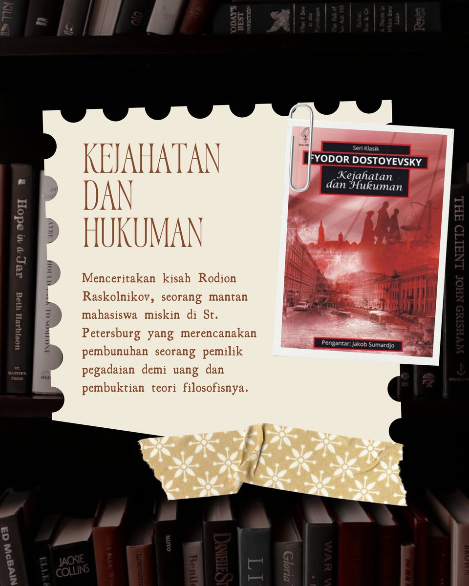Jeinderal's tweet photo. Currently Reading:

📖 Kejahatan dan Hukuman · 314𝓹
🪶 Fyodor Dostoevsky
Translator: Ahmad Faisal Tarigan
Publisher: Yayasan Pustaka Obor Indonesia https://t.co/3XjFaQjf1K