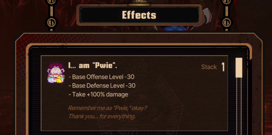 Azr3n_'s tweet photo. Every single time I say I cry over a game. I mean a little bit saddened because of varying reasons but Pwie’s bossfight is the first time I genuinely cried over a game, like full on tears with ugly shameful noises, it all builds up for the worst punch in the gut you can take https://t.co/xENiG8hk8u