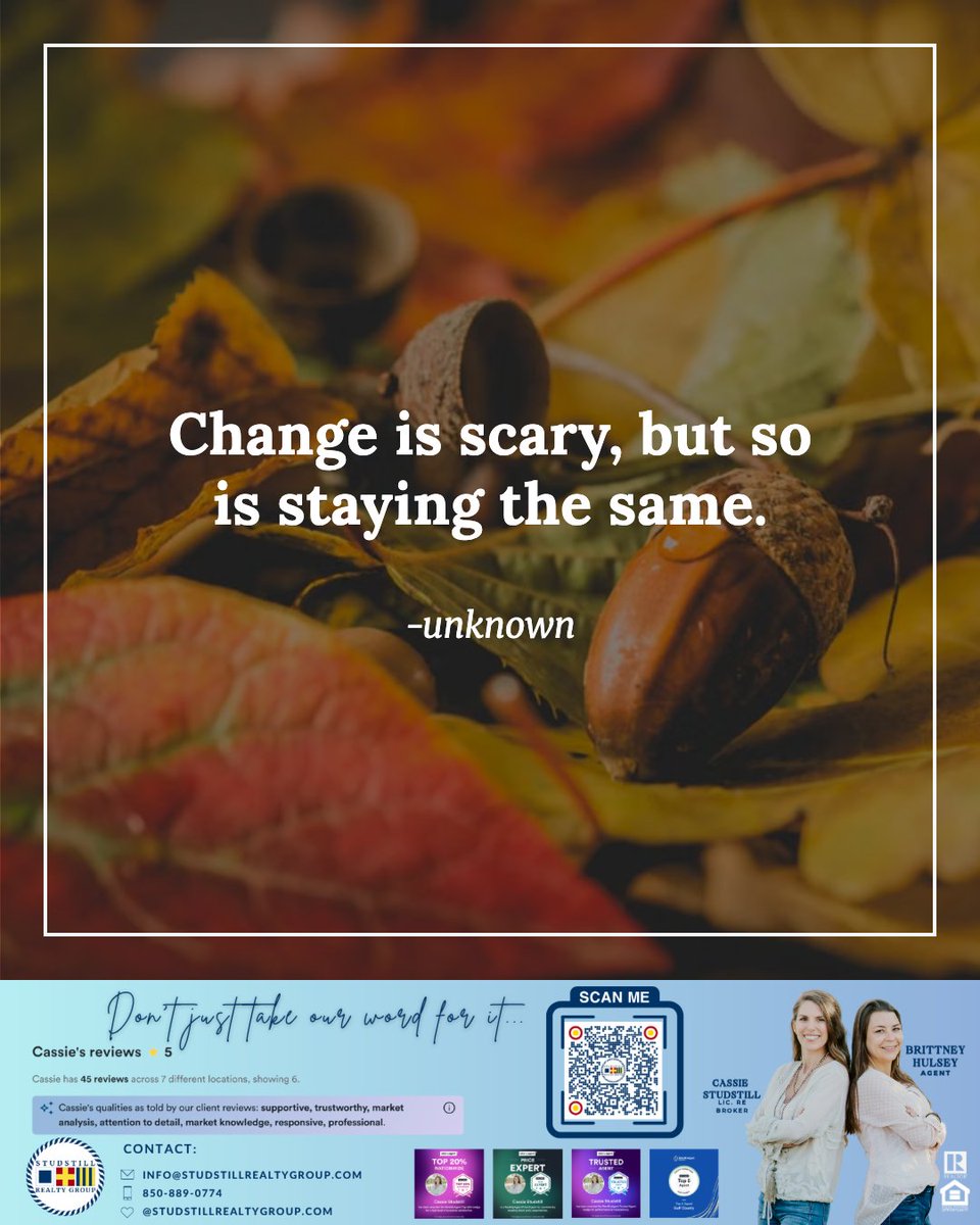 studstillrealty's tweet photo. Life changes can be scary, but think of all the missed opportunities that could happen if we stayed the same? 

🌟 New relationships, new cities, new jobs, and many new endeavors. This is your reminder to take a chance and trust your gut. Change can be a great thing! https://t.co/23gU8FCvaq