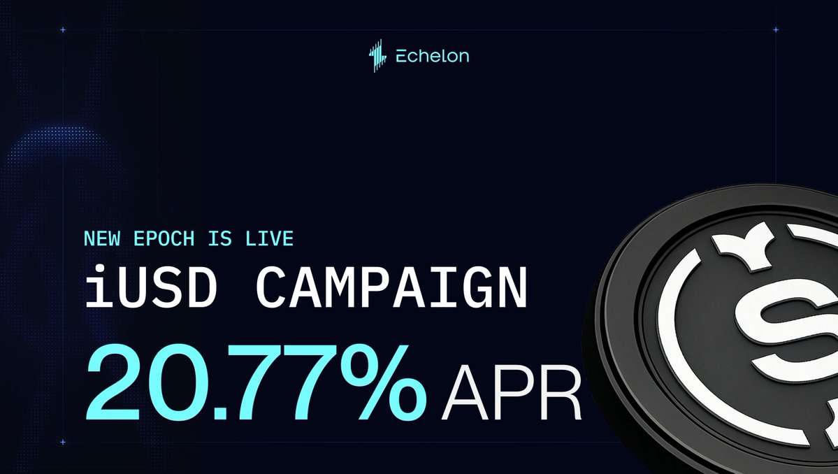 EchelonMarket's tweet photo. iUSD new epoch on @initia - $5,000 in supply rewards.

20.77% supply APR. 100% of incentives go to suppliers. No vesting requirements.

How to get started 🧵 https://t.co/Xeyb4gxJcW