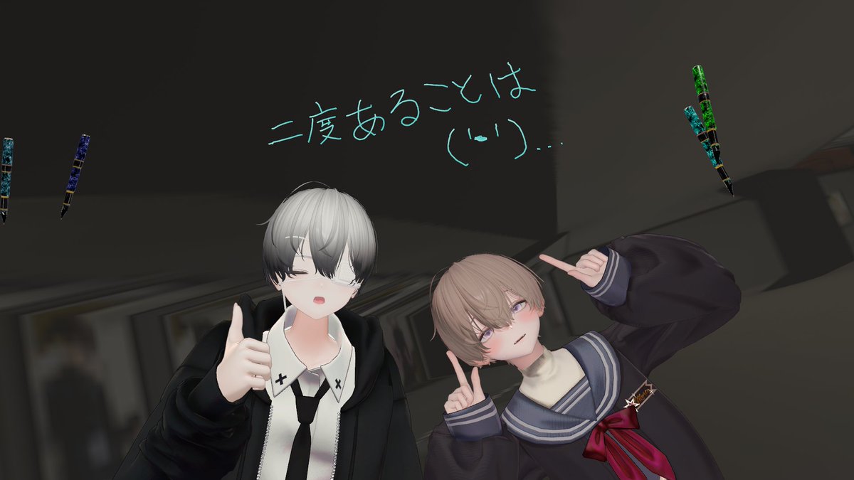 VRhachikou224's tweet photo. 26.10.01 #VRC_バンビーノ 本日のアフター！
……アフターじゃねぇか！！！
しょぼくれてたらミルテくんが一緒に撮ってくれました。

本日から一期生はハロウィンの装い。思わぬ大胆なお着換えっぷりにびっくり。
耳は生やしたけど……ちゃんとした仮装は当たった時にします。 https://t.co/22PndHaWiu
