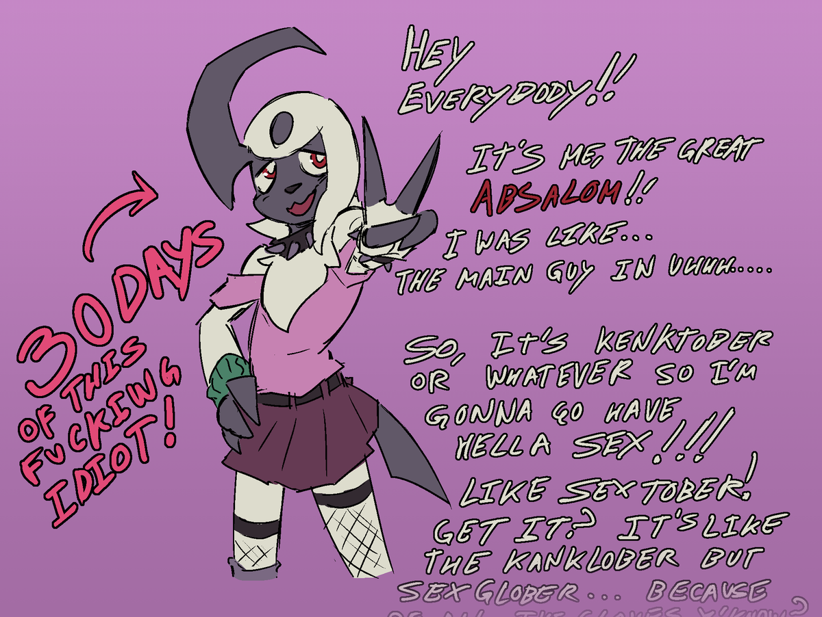 VonEpitaph's tweet photo. Hey everybody, it's kinktober https://t.co/Oop7hj84d6