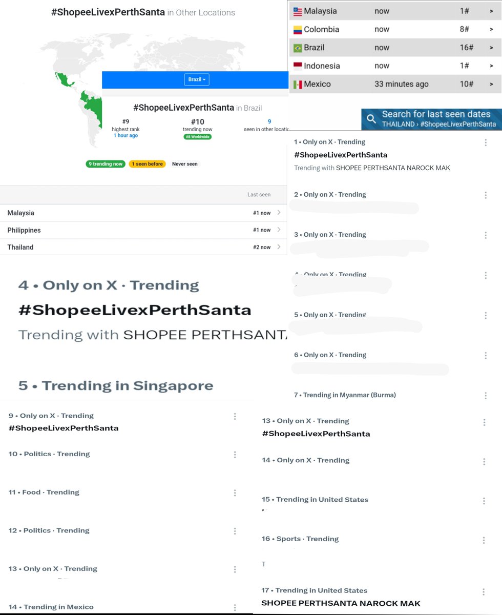 TrendforSanta's tweet photo. 📈 TREND UPDATE || #PerthSanta #เพิร์ธแซนต้า #PerthTanapon #Santapp @perthppe @Ppsanta

#ShopeeLivexPerthSanta
184.8K Posts
06 🌎Worldwide 🥳     02 🇹🇭Thailand ⬆️
01 🇮🇩Indonesia
01 🇲🇲Myanmar ⬆️
01 🇲🇾Malaysia ⬆️
01 🇵🇭Philippines 🆕
04 🇸🇬Singapore ⬆️
06 🇻🇳Vietnam
08 🇨🇴Colombia 🆕
09 🇧🇷Brazil ⬆️
09 🇲🇽Mexico 🆕
13 🇺🇸United States 🆕

SHOPEE PERTHSANTA NAROCK MAK
184.6K Posts
07 🌎Worldwide 🥳⬆️    04 🇹🇭Thailand⬆️
02 🇮🇩Indonesia
02 🇵🇭Philippines 🆕
04 🇸🇬Singapore 🆕
06 🇻🇳Vietnam ⬆️
09 🇨🇴Colombia 🆕
10 🇧🇷Brazil ⬆️
12 🇮🇳India 🆕
12 🇲🇽Mexico ⬆️
13 🇺🇸United States 🆕
18 🇮🇹Italy 🆕
20 🇵🇷Puerto Rico 🆕