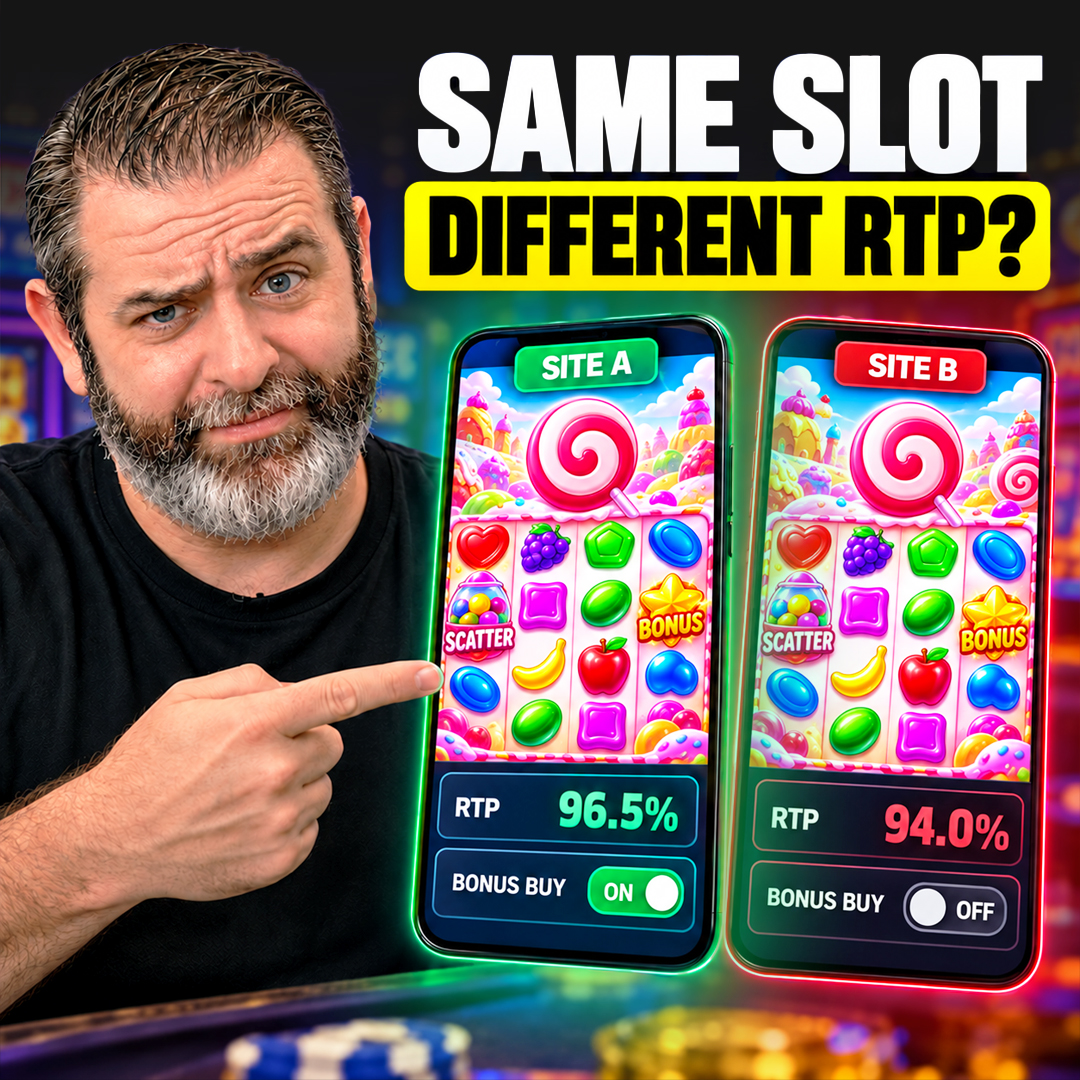 Casquad25's tweet photo. Ever notice the same slot feels different on two sites?
Sometimes it actually is. RTP, bonus buys, and other settings can vary by operator or region.

Same slot name ≠ same setup!
I always check the game info/RTP first. The platforms I personally use and checked are in my BIO. https://t.co/wXY1XTje7D