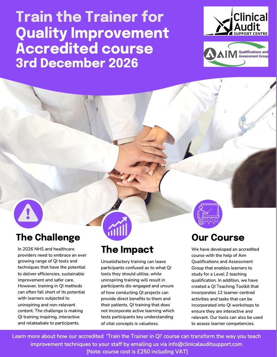 cascleicester's tweet photo. NEW ACCREDITED COURSE ALERT! If you want to make your QI training learner-centred and pick up teaching tools to assess understanding of key concepts, look no further than this course on 3rd Dec. Added to that there is a teaching qualification built in. Get in touch for details... https://t.co/rcNC7jheD9