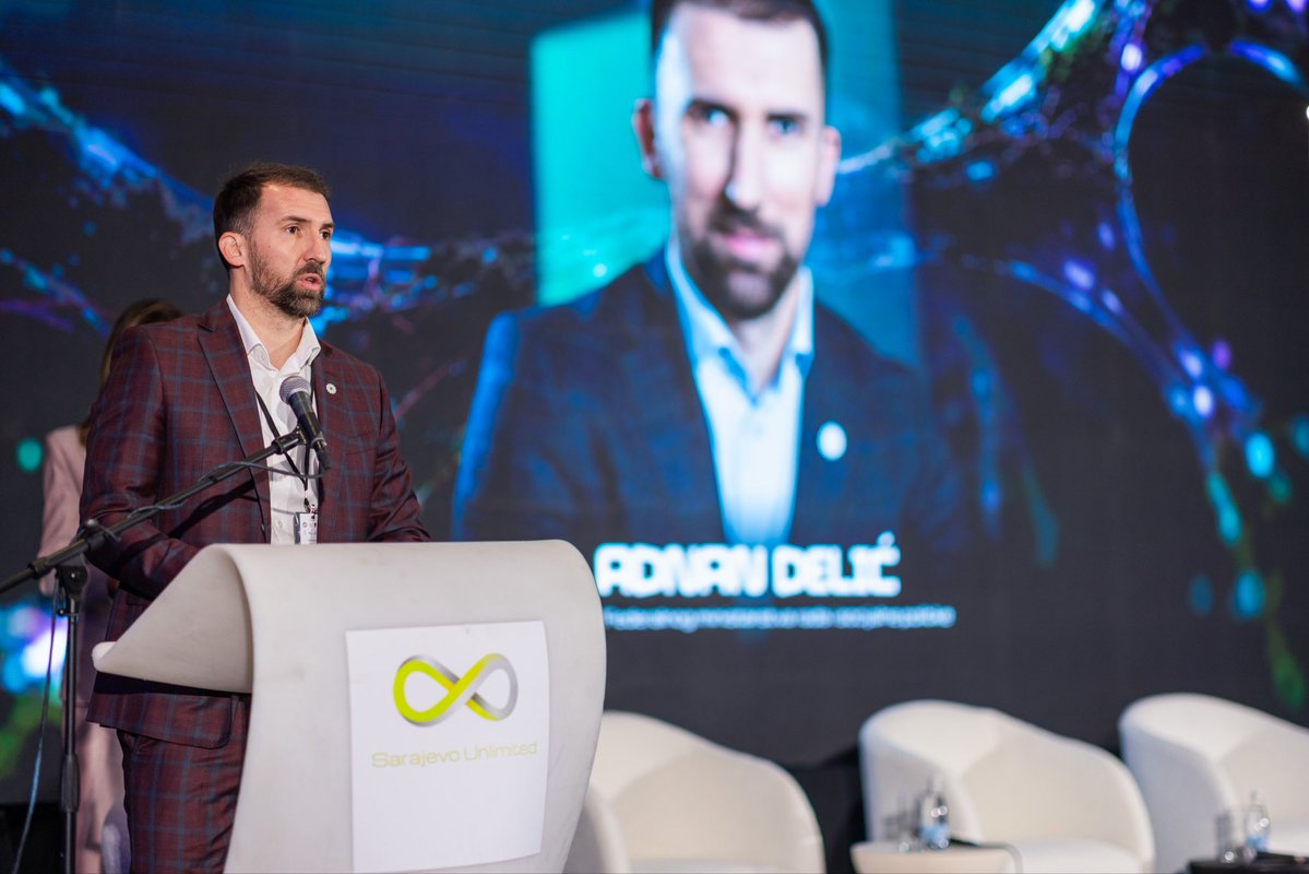 UnlimitedBIH's tweet photo. Jedanaesto izdanje Sarajevo Unlimiteda svečano je otvorio Adnan Delić, Federalni ministar rada i socijalne politike, čime je započelo novo poglavlje susreta, razmjene ideja i razgovora o budućnosti.
#SarajevoUnlimited #SU11 #RootedInMachine #AdnanDelic https://t.co/JSPLPI7rT7