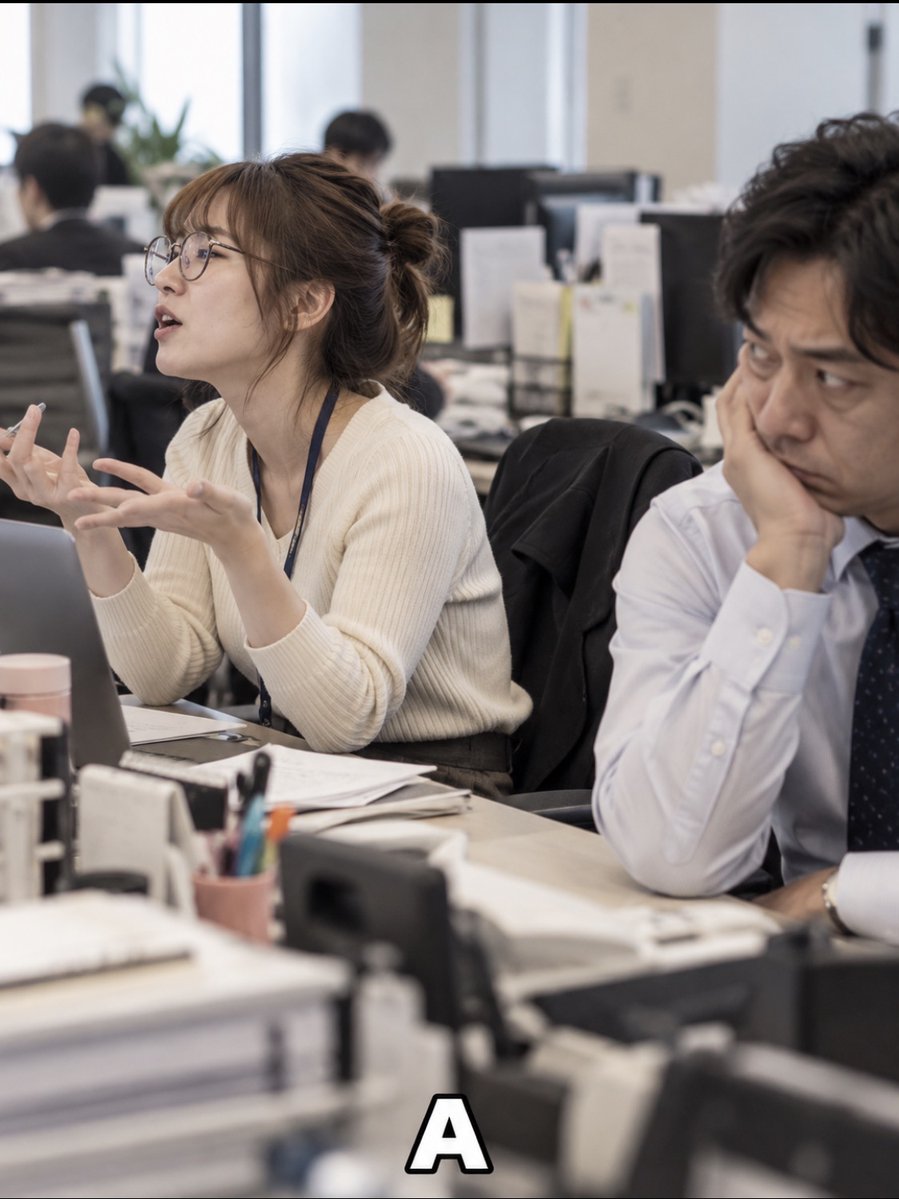 yabe_33X33's tweet photo. 同じ職場の隣席。
席替えしたくなるのは、どっち？

A：ずっと独り言を言ってる
B：10秒に1回ため息をつく https://t.co/W2mjNzkE8n