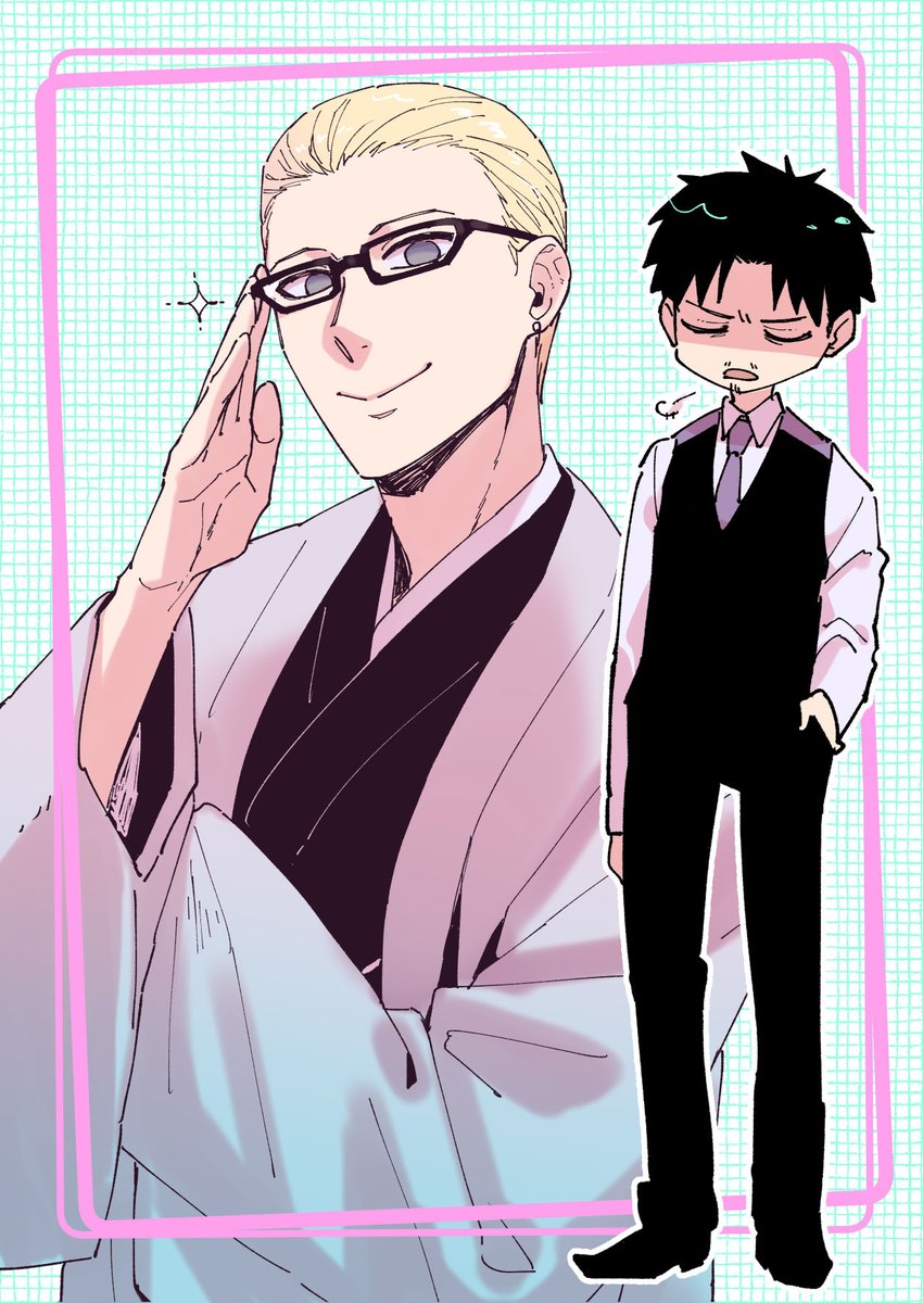 hiwomus's tweet photo. 兄と弟の眼鏡を借りてはしゃぐ次男 https://t.co/AOCygL92xo
