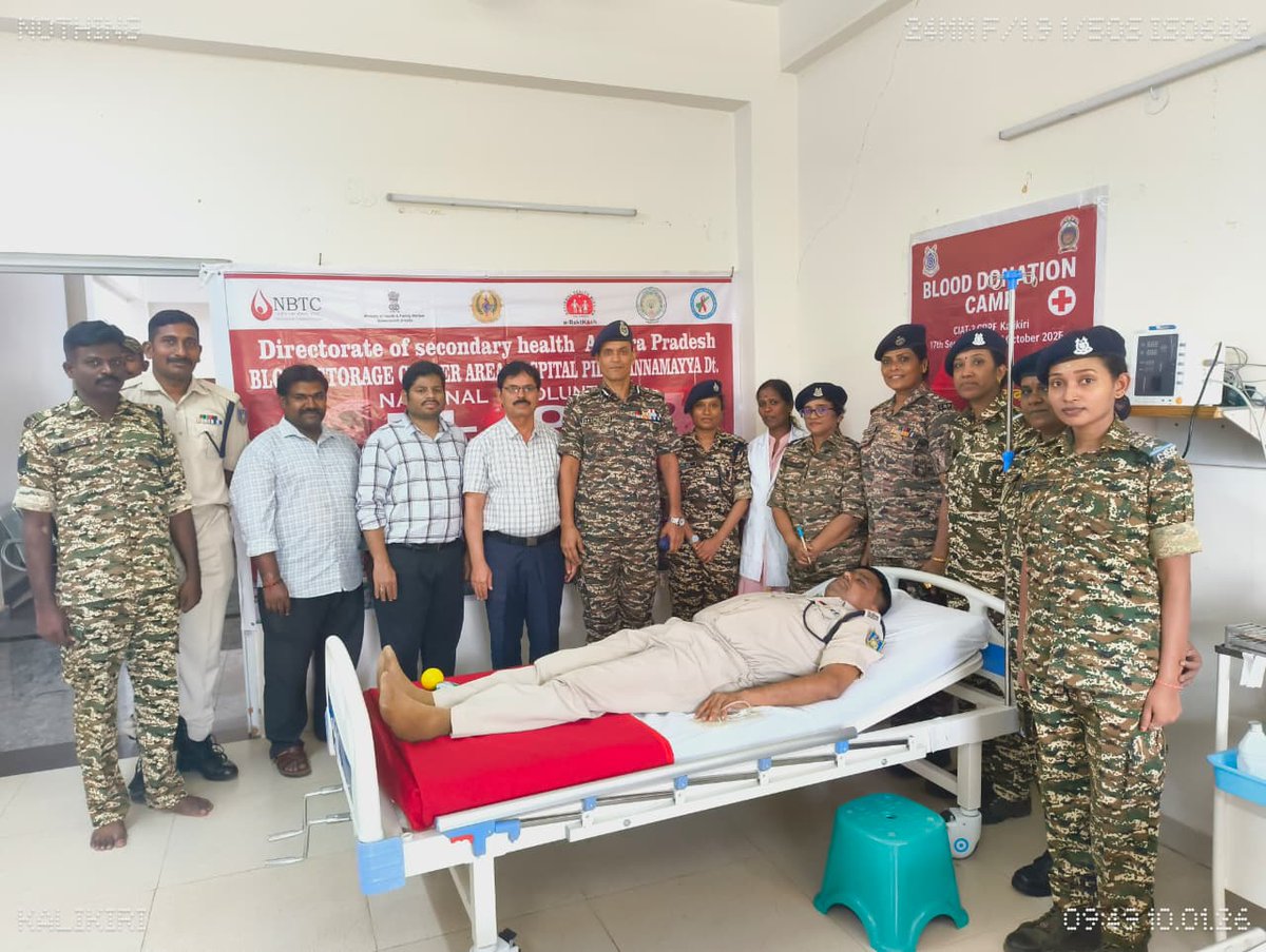 CiatCtr85137's tweet photo. National Voluntary Blood Donation Day was observed at CIATS-3, Kalikiri, on 01 Oct 2026, in coordination with Govt. Hospital, Pileru, Annamayya (AP), under the aegis of Shri Dinesh Pratap Upadhyay, IGP/Principal, CIATS-3.
#NationalVoluntaryBloodDonationDay
#BloodDonation https://t.co/sQy855aSHr