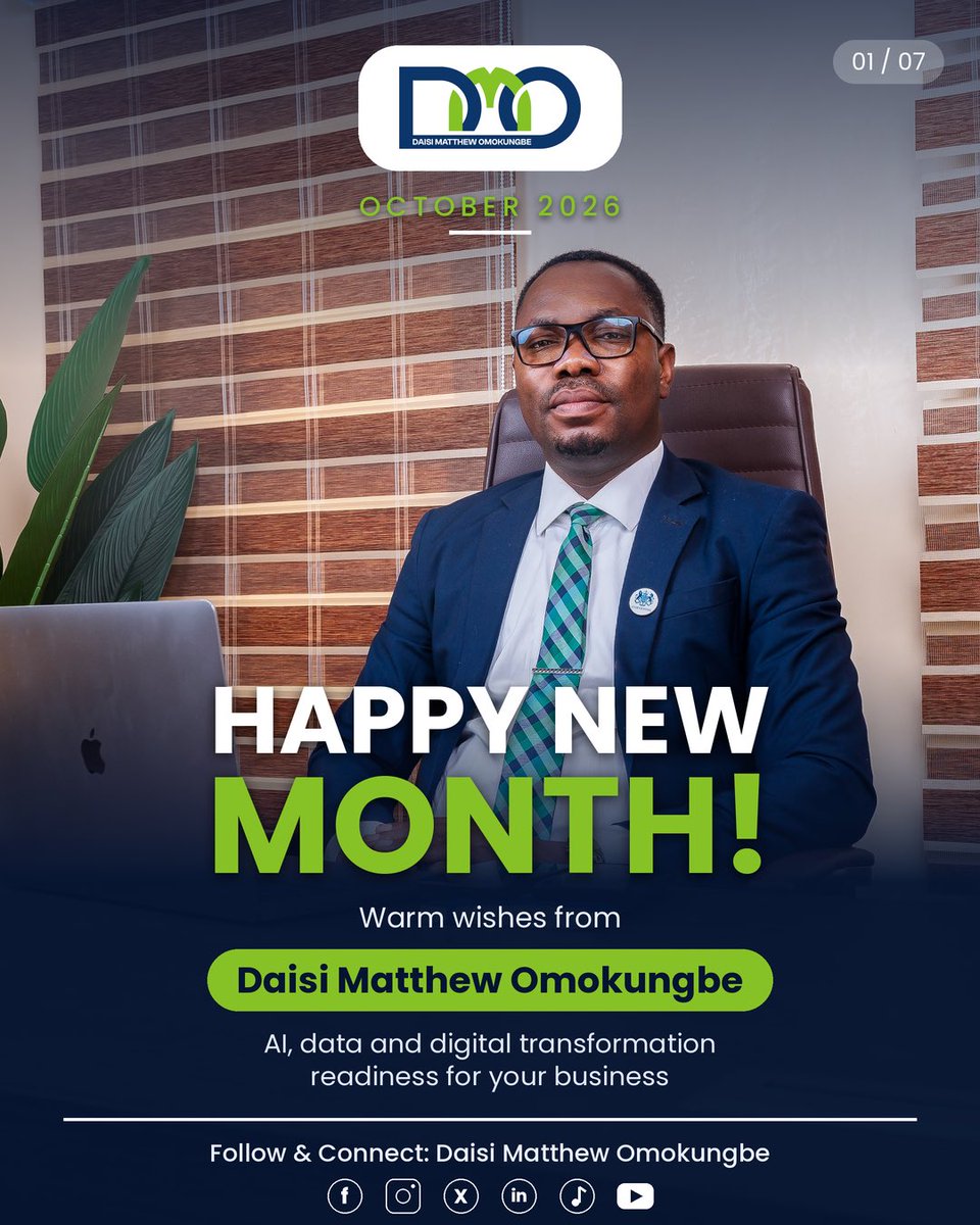 DaisiOmokungbe's tweet photo. Happy new month to you!
Are you still sitting on the fence towards adopting AI, data and digital transformation in your business?
Take the AI readiness assessment now! Link here https://t.co/6DkinqhrKt
#DMOmokungbe #AIReadiness #digitaltransformationstrategy #DataAnalytics https://t.co/nFZFDUIiCA