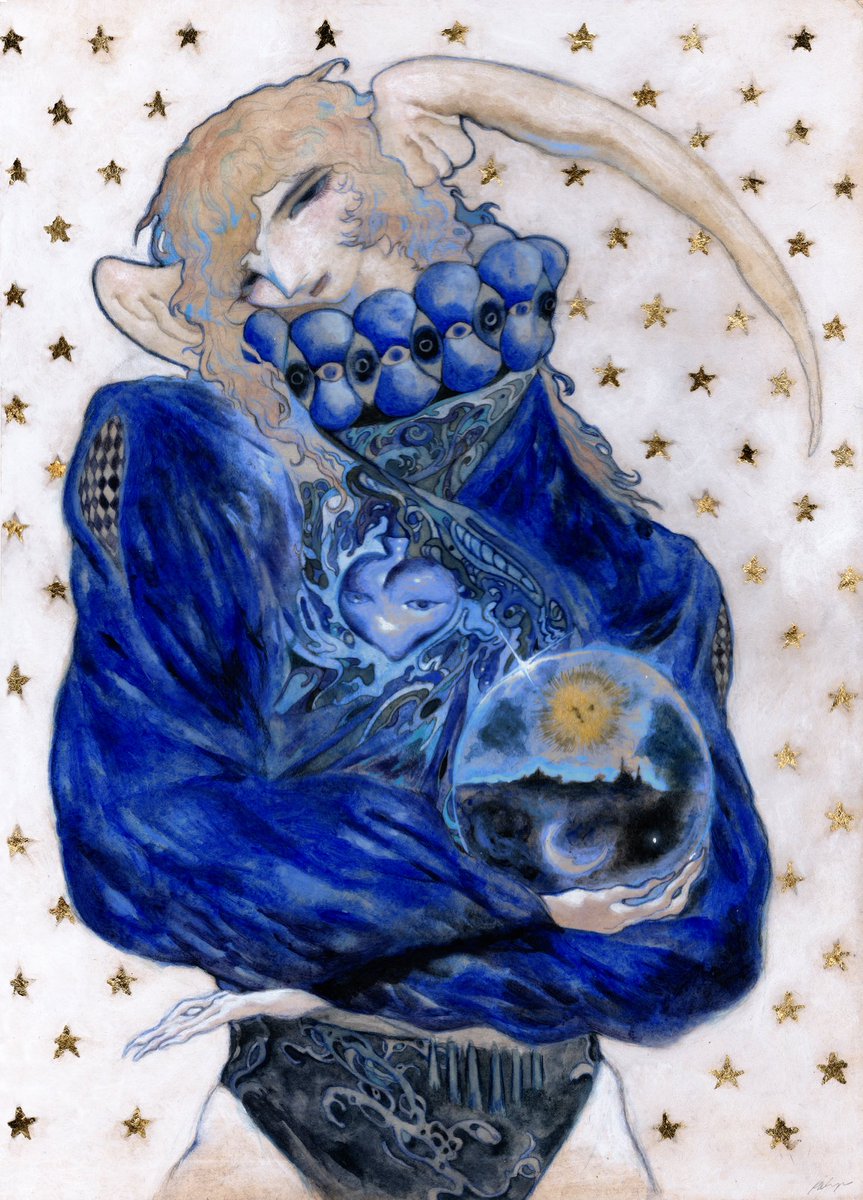 CahetelRosier's tweet photo. Old piece I just finished, inspired by "La Chute des anges rebelles" by the brothers Limbourg in the Manuscrit Des Riches Heures du Duc du Berry. Acrylics and charcoal on plywood panel. https://t.co/LUhFMtP5Et