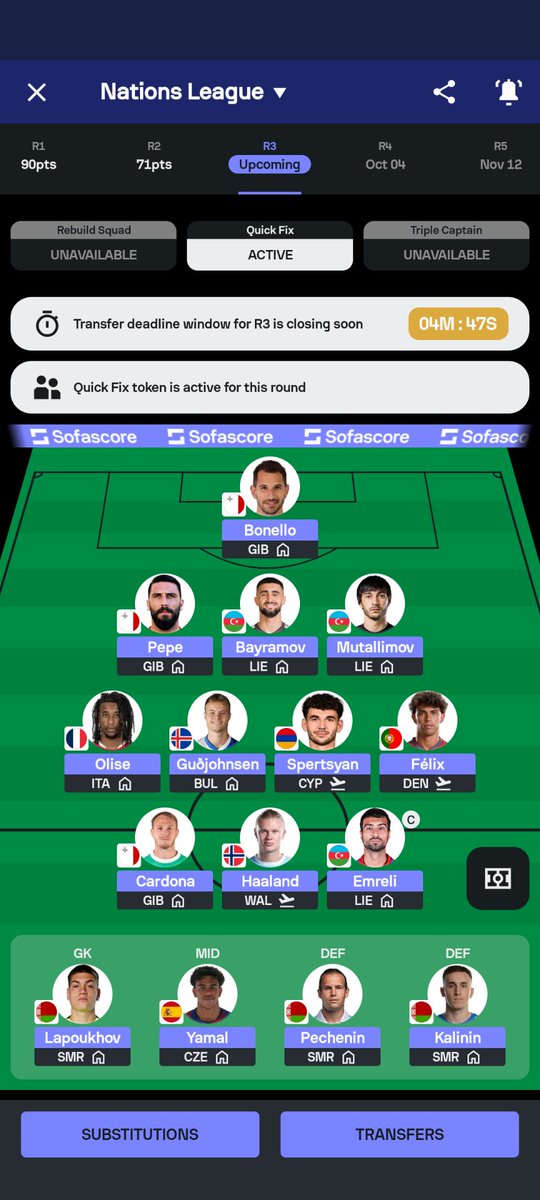 Fpljake26's tweet photo. @MichaelNormNorm Looks good , this is my final draft after seeing the Azerbaijan lineups , good luck https://t.co/VmYTBckwpR