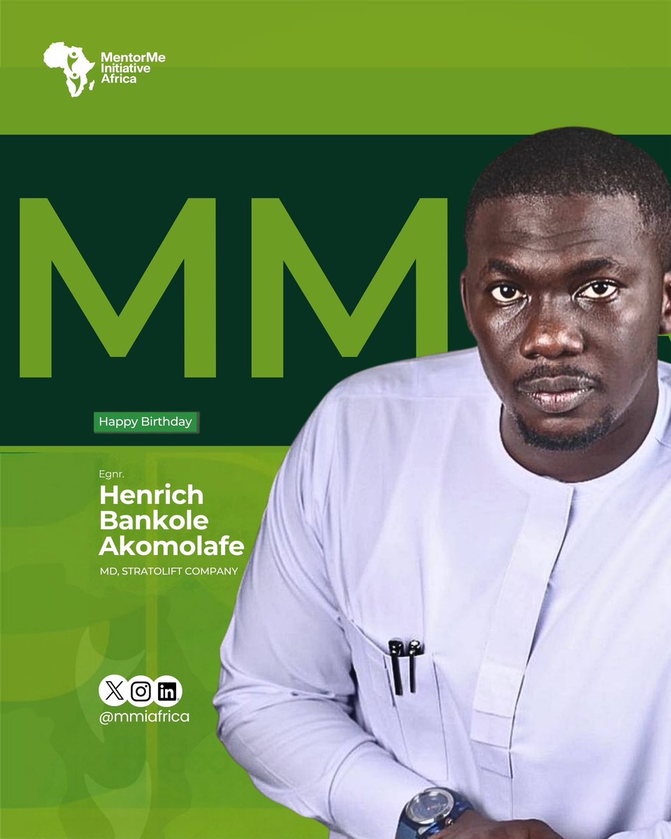 MMIAFRICA's tweet photo. Happy Birthday to Engr. @henrich_banks MD, Stratolift Company. 

From all of us at MentorMe Initiative Africa (MMIA), We celebrate you today and always. Here’s to many more years of purpose, excellence, and impactful leadership 🥂🎊

Happy Birthday, Sir🤍 https://t.co/zygbIUete5