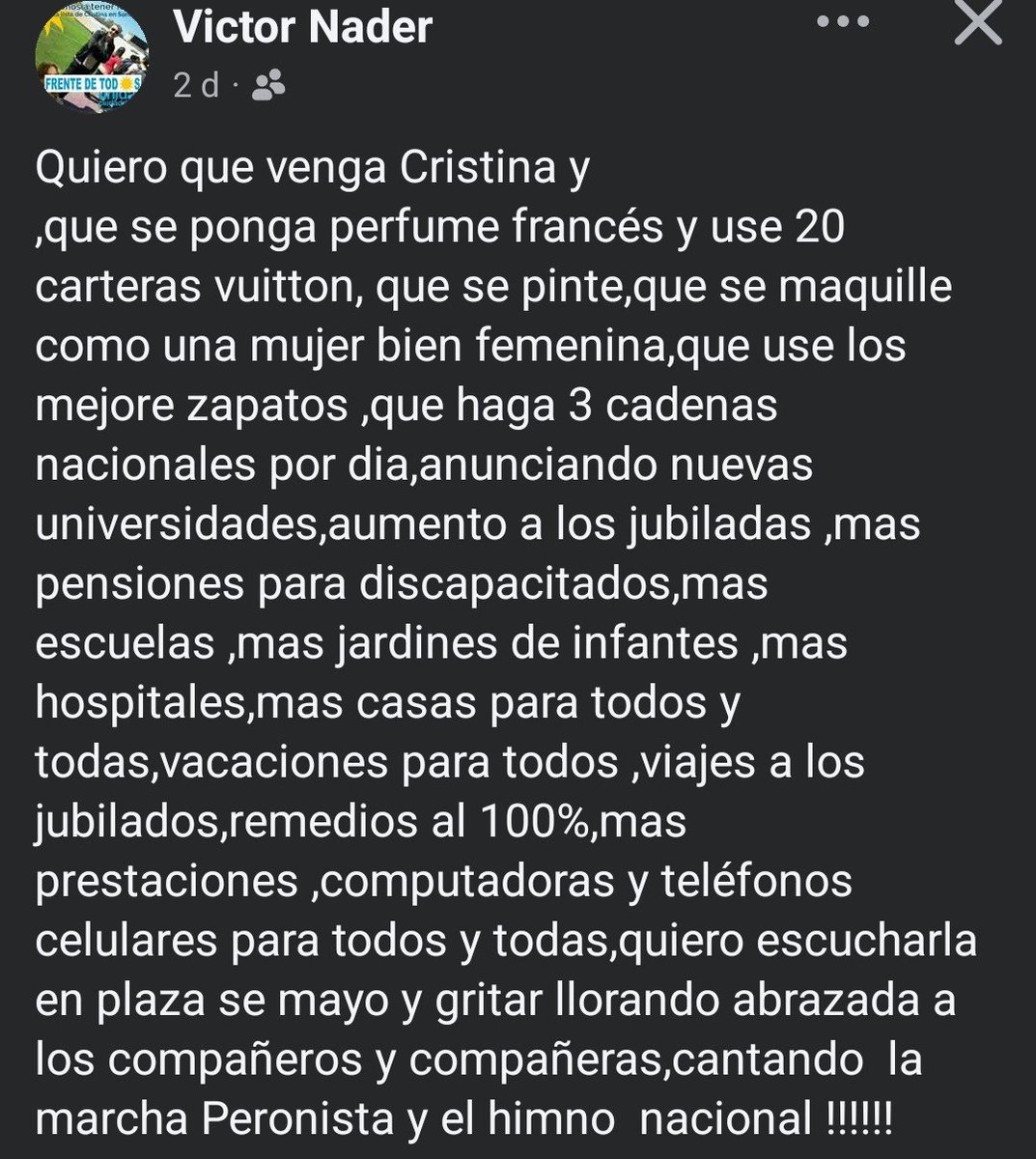 alicfka's tweet photo. Acá lo saqué de Face, el compañero Víctor resumió lo que necesitamos para ser un flor de país!! 👇 https://t.co/ClR3UyJgsd