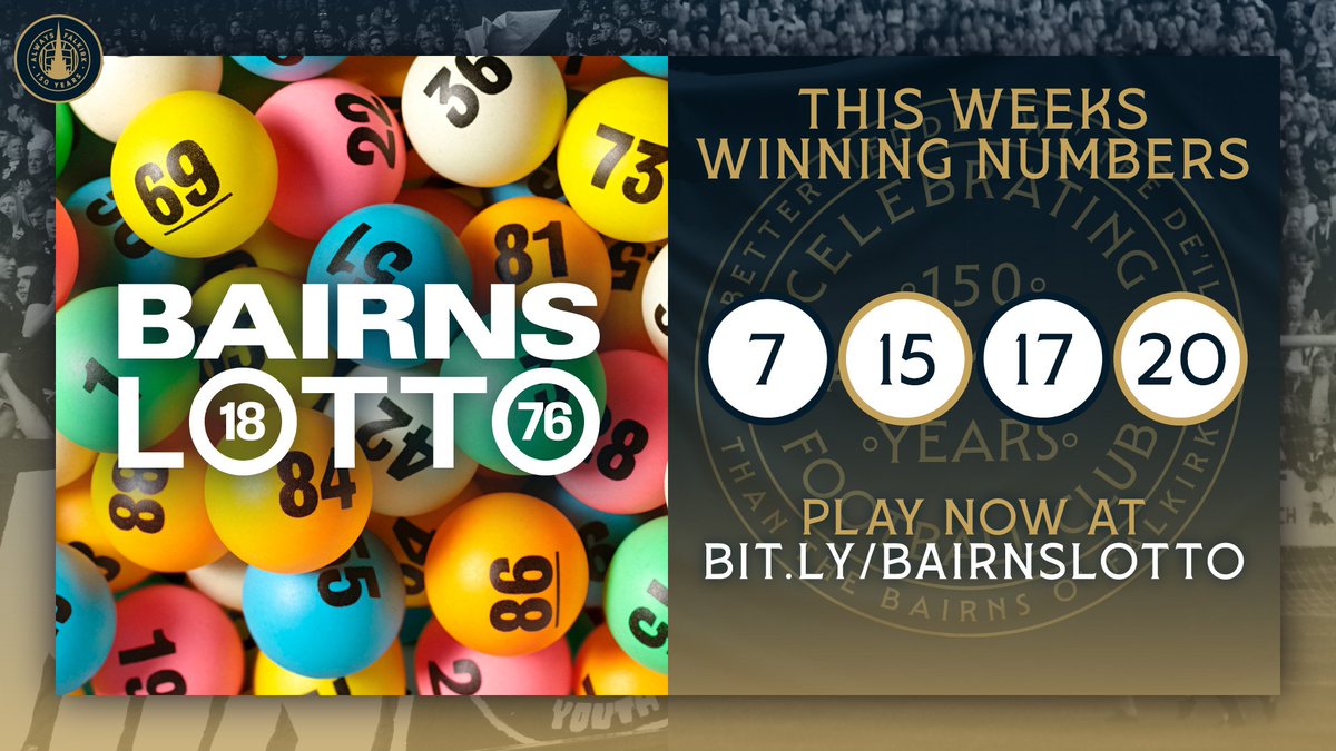 FalkirkFC's tweet photo. 🔢 Your winning Bairns Lotto numbers from yesterday's draw.

There was no jackpot winner so the prize grows to £2,100. Four players claimed our second prize, sharing £100.

Enter next week's draw ➡️ https://t.co/S0oQ6wp3nH https://t.co/IuXqywu66a