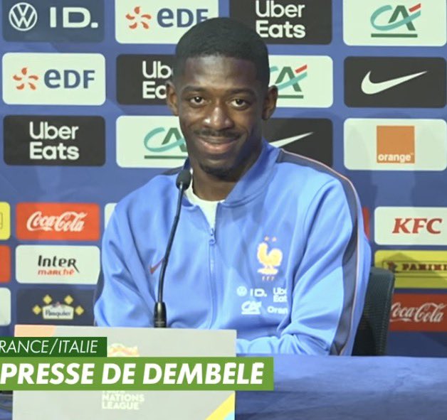 _BeFootball's tweet photo. PTDRRRRR 

La réaction de Dembélé quand on lui dit qu’il est « l’élu » aujourd’hui en conférence de presse https://t.co/z7gzj7vzDy