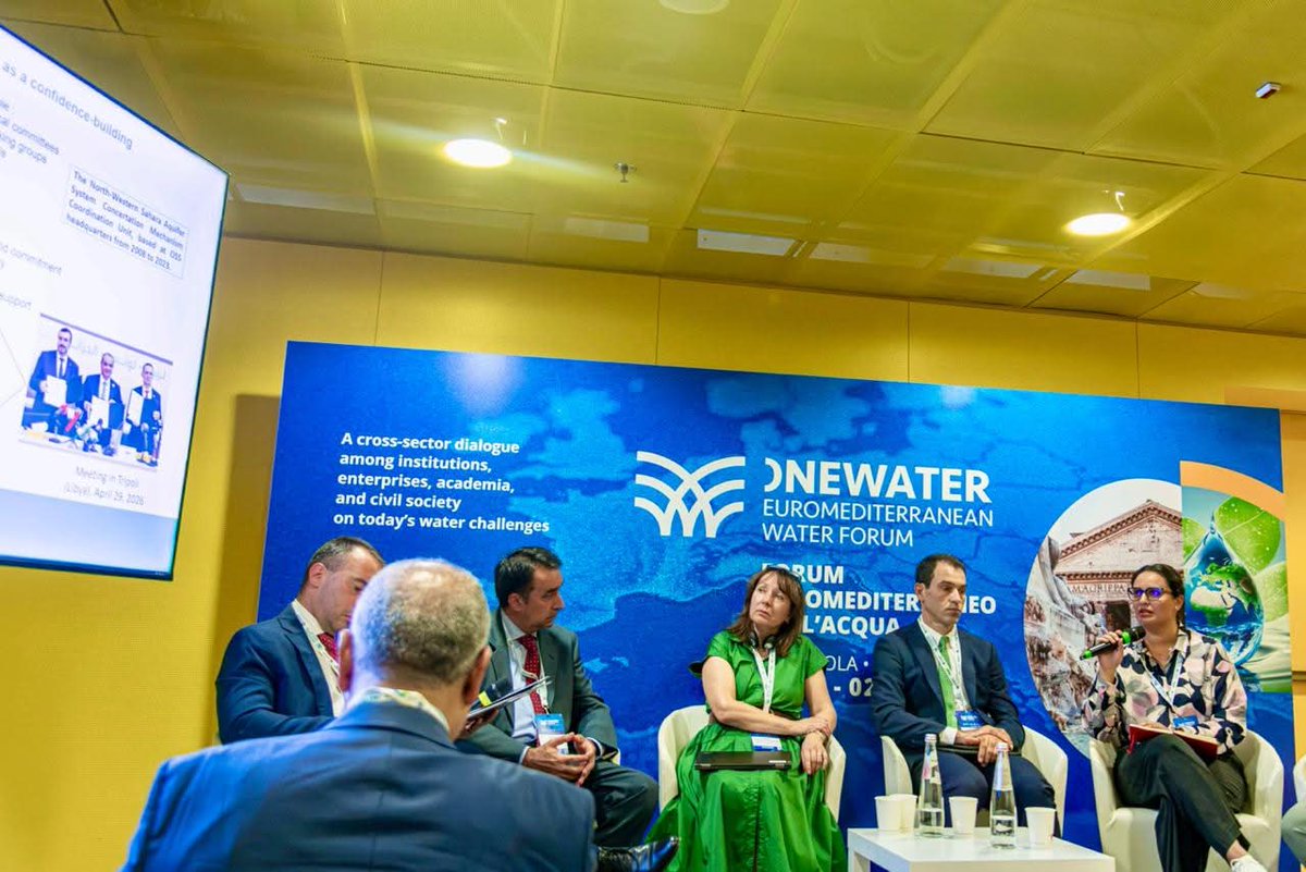 OSS_Comms's tweet photo. In the #Mediterranean, #water knows no borders. At the 6th Euro-Mediterranean Water Forum in #Rome, The @OSS_Comms highlighted the need to connect #knowledge, #cooperation &amp; #finance for stronger #WaterSecurity and #Resilience... https://t.co/dzKJu9tKsZ https://t.co/3DWrJXAlso
