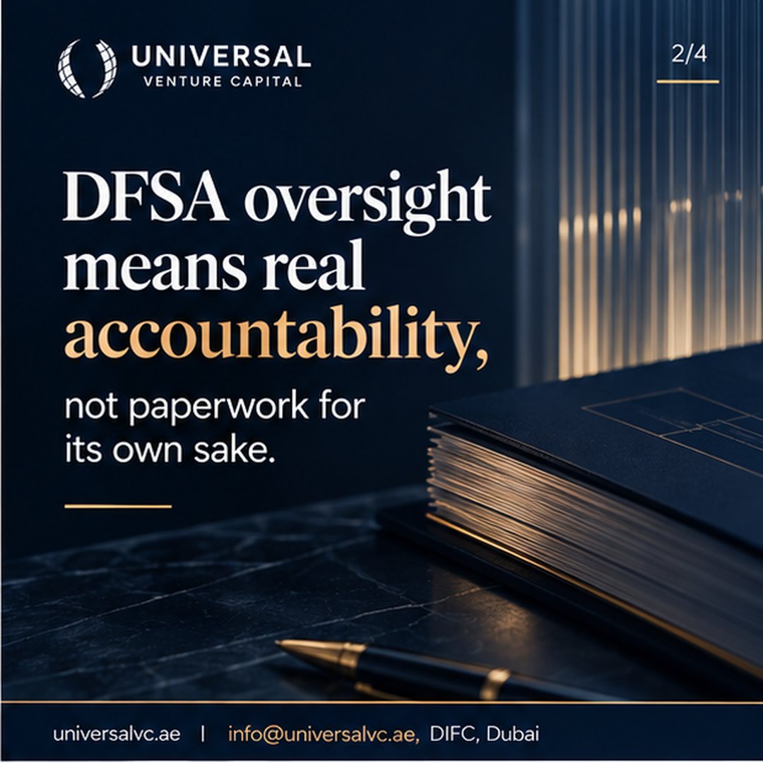 universal_vc_'s tweet photo. Regulated capital is not slower capital. Swipe to see why DFSA oversight is part of what makes our check worth taking. #DFSA #DIFC #VentureCapital #UniversalVC https://t.co/h1FCKGtwCJ